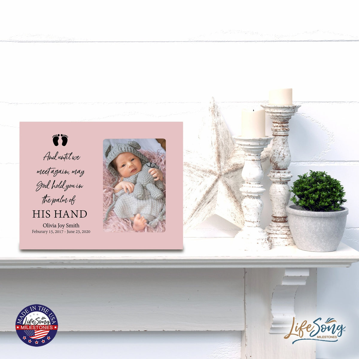 Personalized Wooden Memorial 8x10 Picture Frame holds 4x6 photo for Baby - Until We Meet Again - LifeSong Milestones