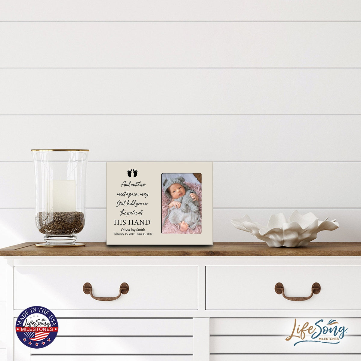 Personalized Wooden Memorial 8x10 Picture Frame holds 4x6 photo for Baby - Until We Meet Again - LifeSong Milestones