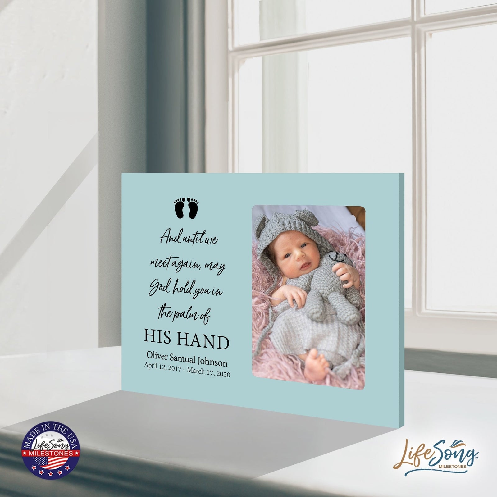 Personalized Wooden Memorial 8x10 Picture Frame holds 4x6 photo for Baby - Until We Meet Again - LifeSong Milestones