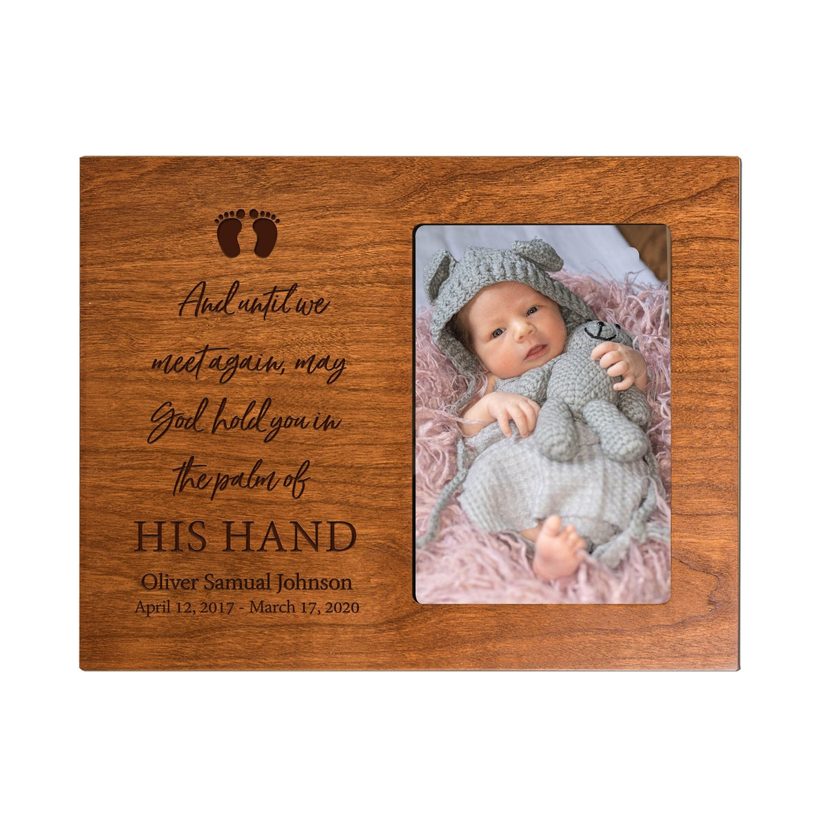 Personalized Wooden Memorial 8x10 Picture Frame holds 4x6 photo for Baby - Until We Meet Again - LifeSong Milestones