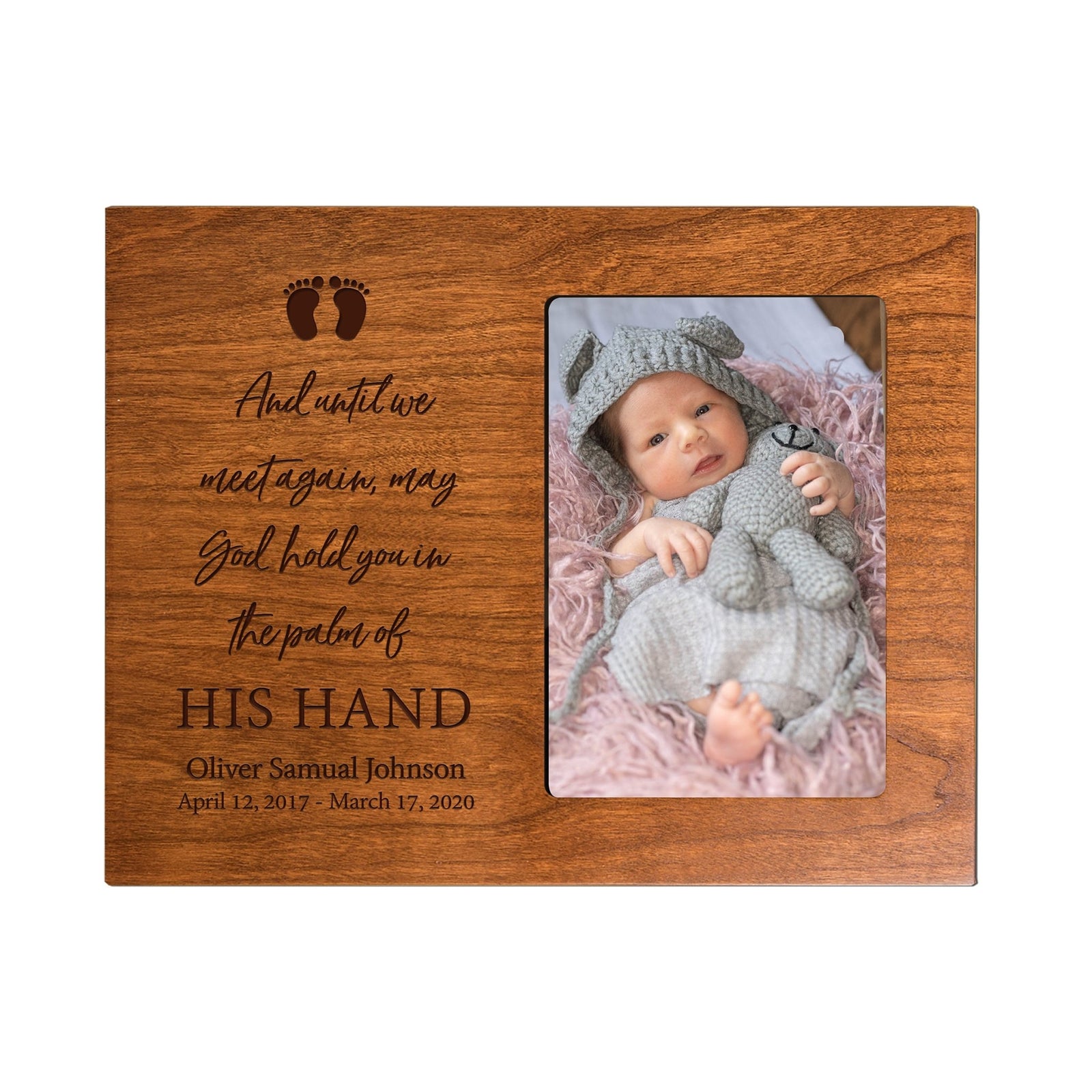 Personalized Wooden Memorial 8x10 Picture Frame holds 4x6 photo for Baby - Until We Meet Again - LifeSong Milestones