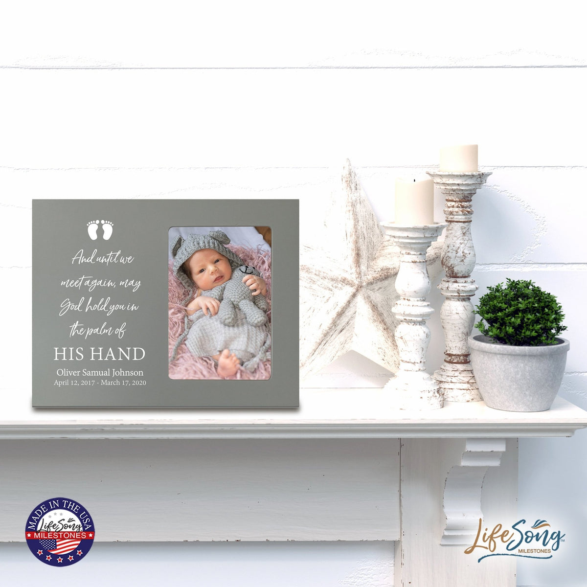 Personalized Wooden Memorial 8x10 Picture Frame holds 4x6 photo for Baby - Until We Meet Again - LifeSong Milestones