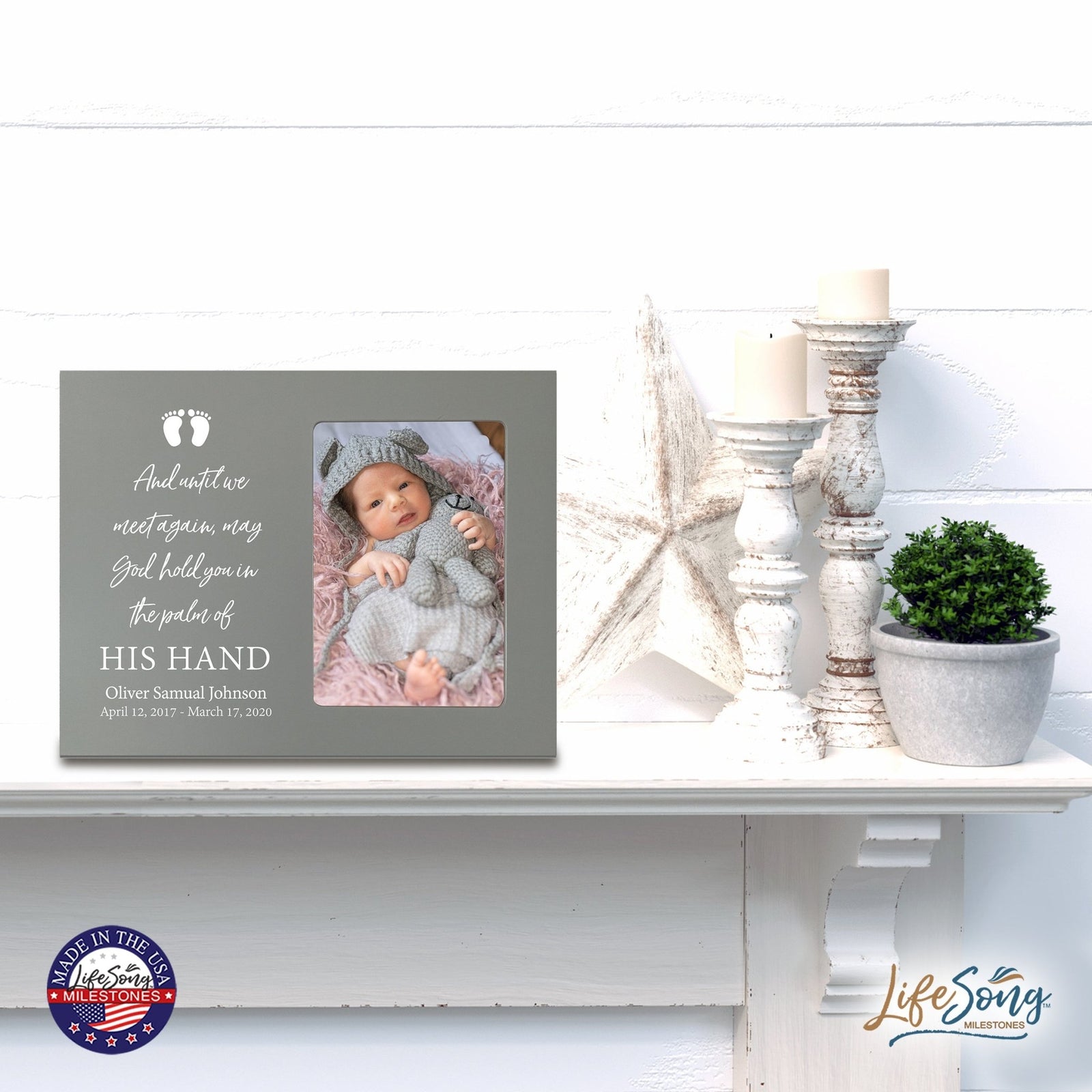 Personalized Wooden Memorial 8x10 Picture Frame holds 4x6 photo for Baby - Until We Meet Again - LifeSong Milestones