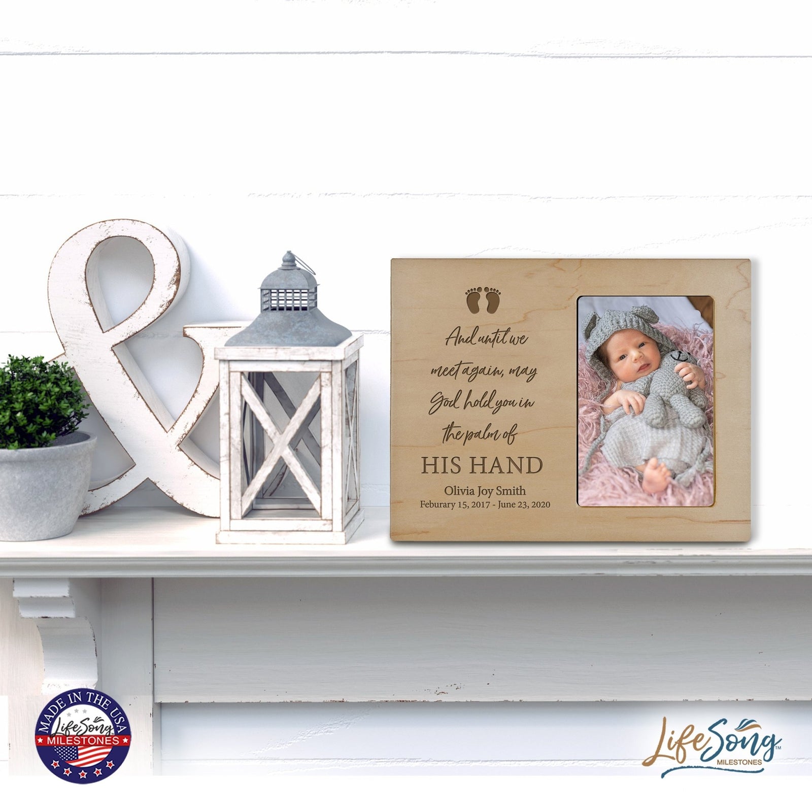 Personalized Wooden Memorial 8x10 Picture Frame holds 4x6 photo for Baby - Until We Meet Again - LifeSong Milestones
