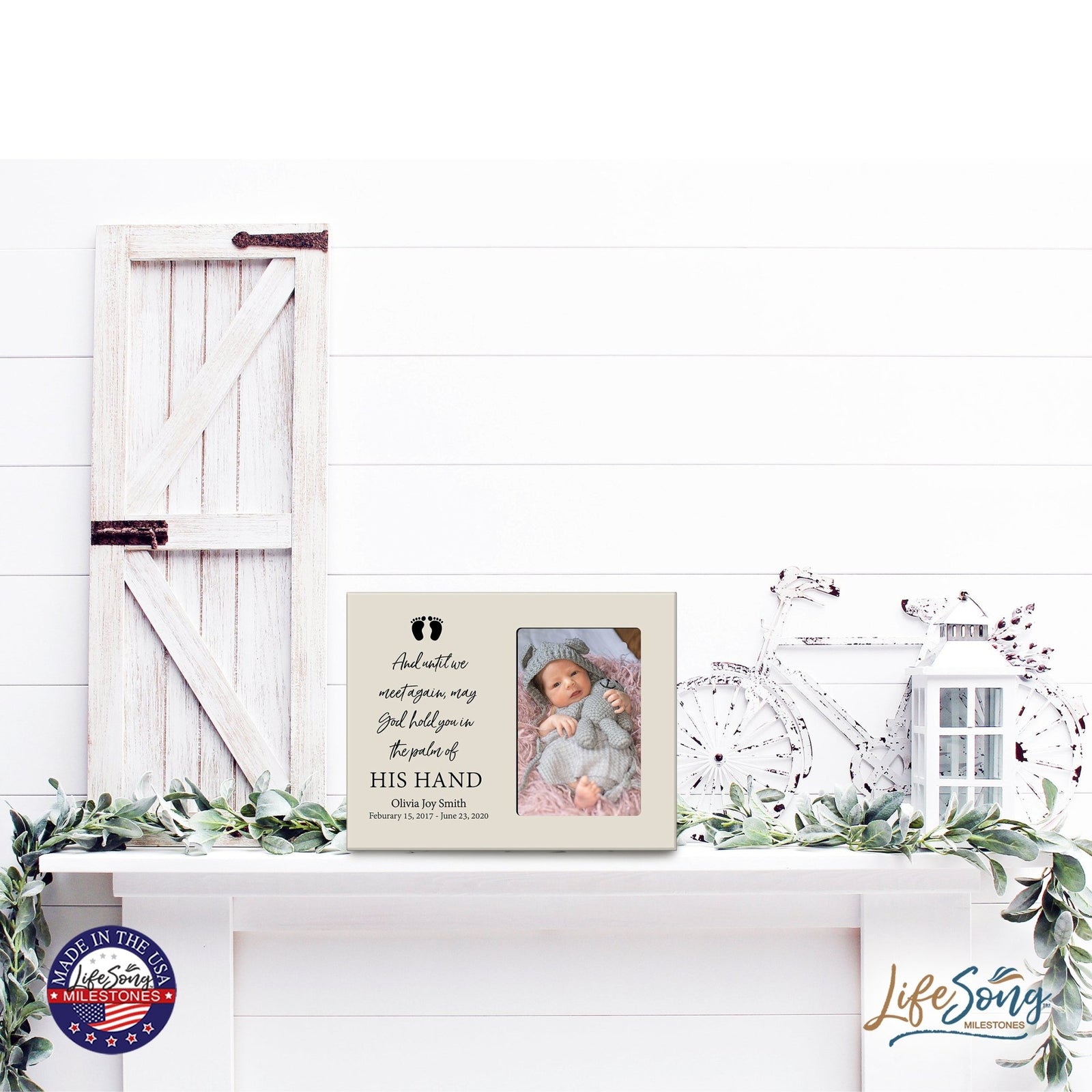 Personalized Wooden Memorial 8x10 Picture Frame holds 4x6 photo for Baby - Until We Meet Again - LifeSong Milestones