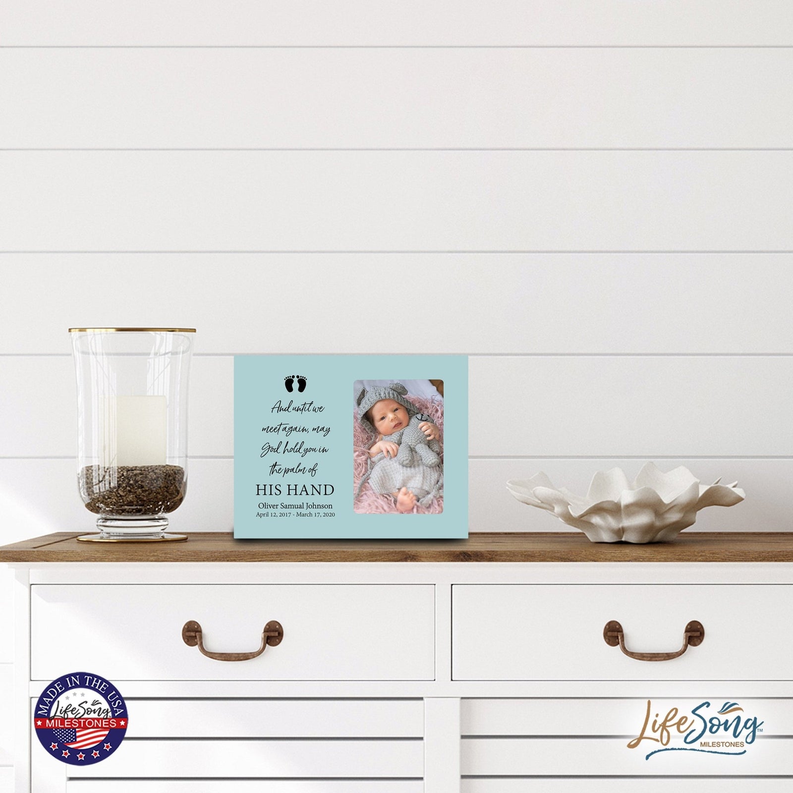 Personalized Wooden Memorial 8x10 Picture Frame holds 4x6 photo for Baby - Until We Meet Again - LifeSong Milestones