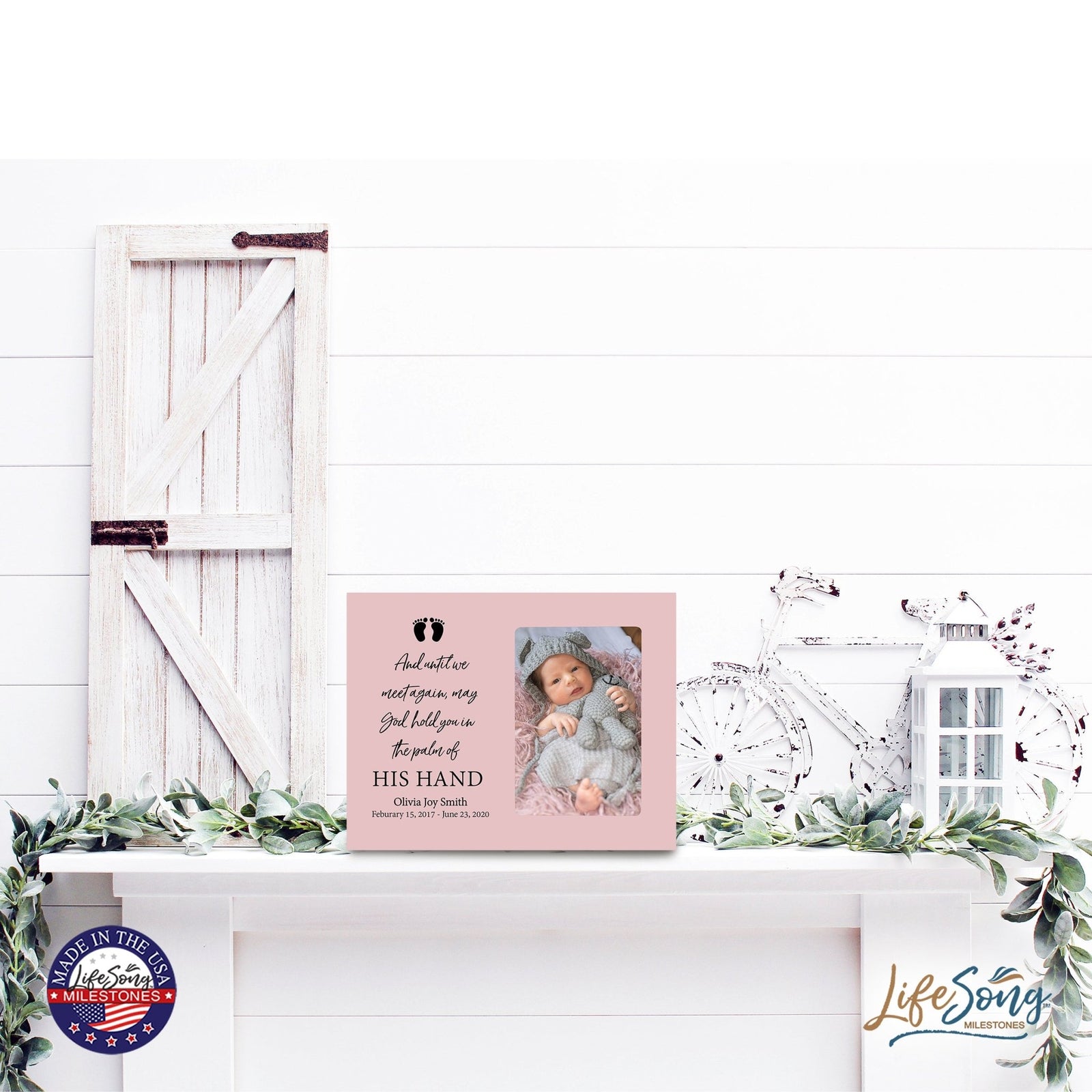 Personalized Wooden Memorial 8x10 Picture Frame holds 4x6 photo for Baby - Until We Meet Again - LifeSong Milestones