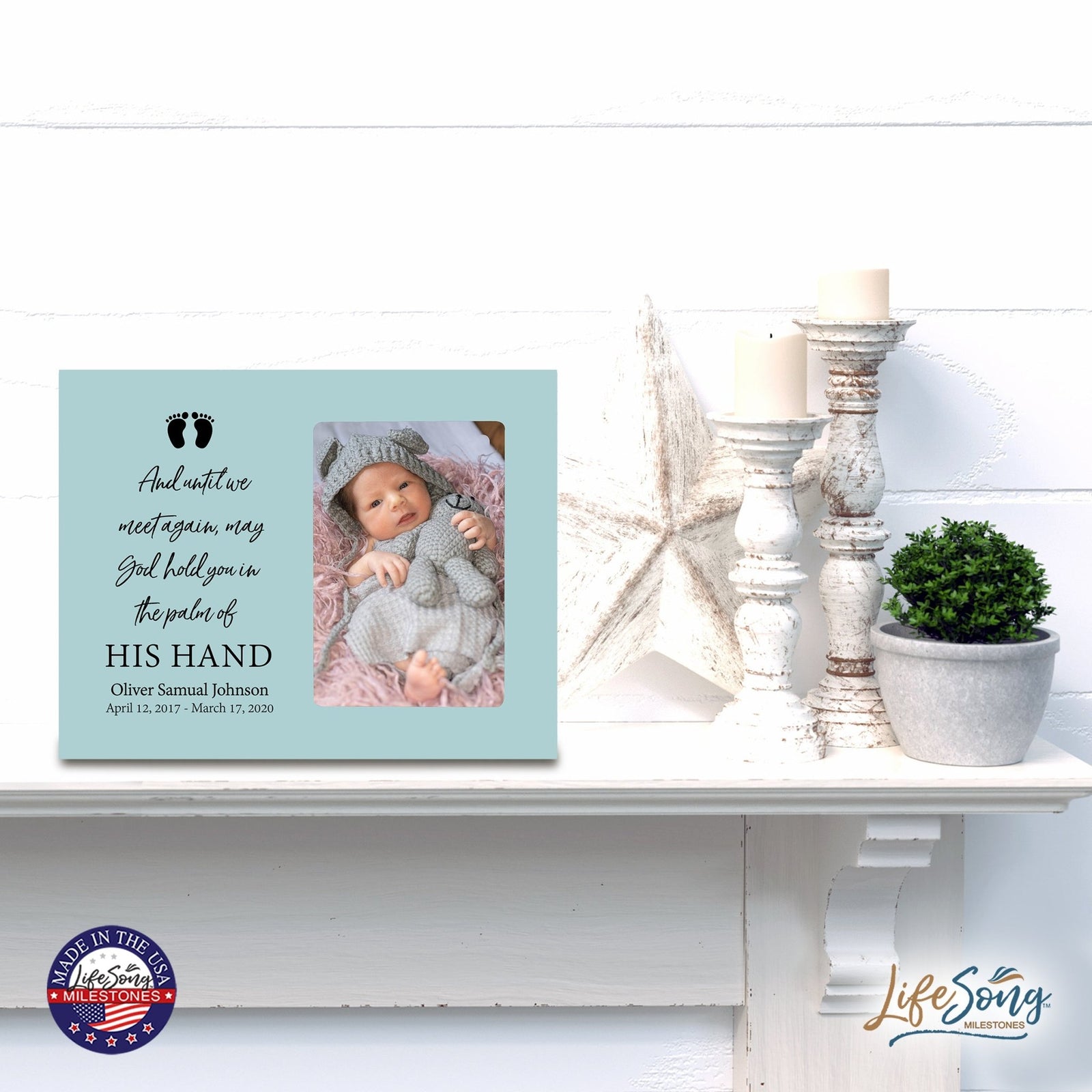 Personalized Wooden Memorial 8x10 Picture Frame holds 4x6 photo for Baby - Until We Meet Again - LifeSong Milestones