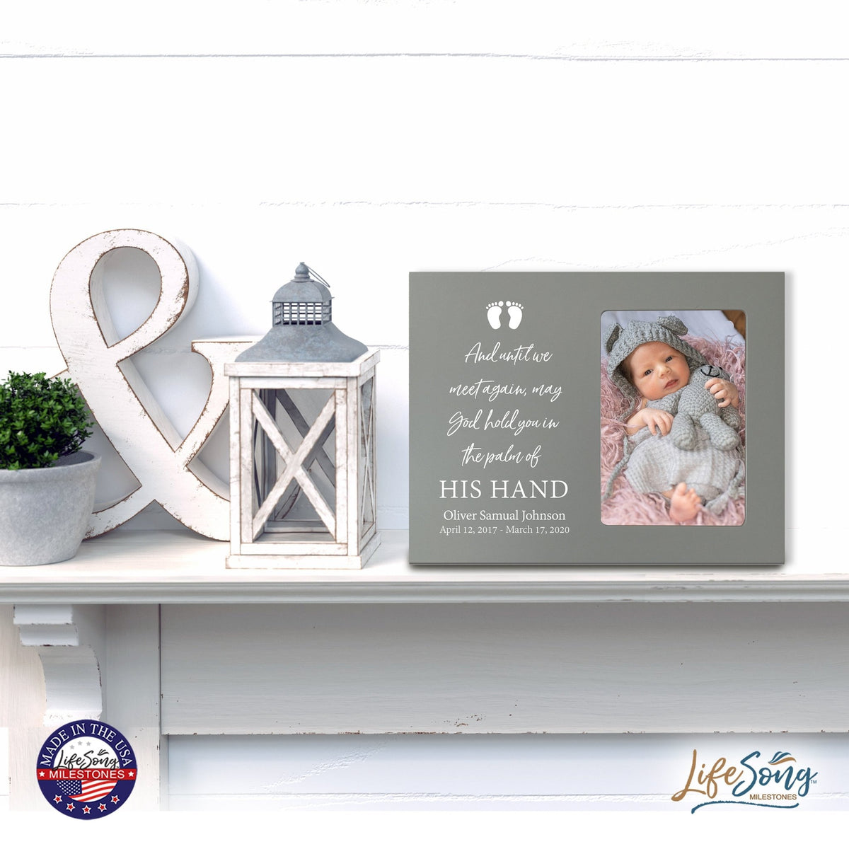 Personalized Wooden Memorial 8x10 Picture Frame holds 4x6 photo for Baby - Until We Meet Again - LifeSong Milestones