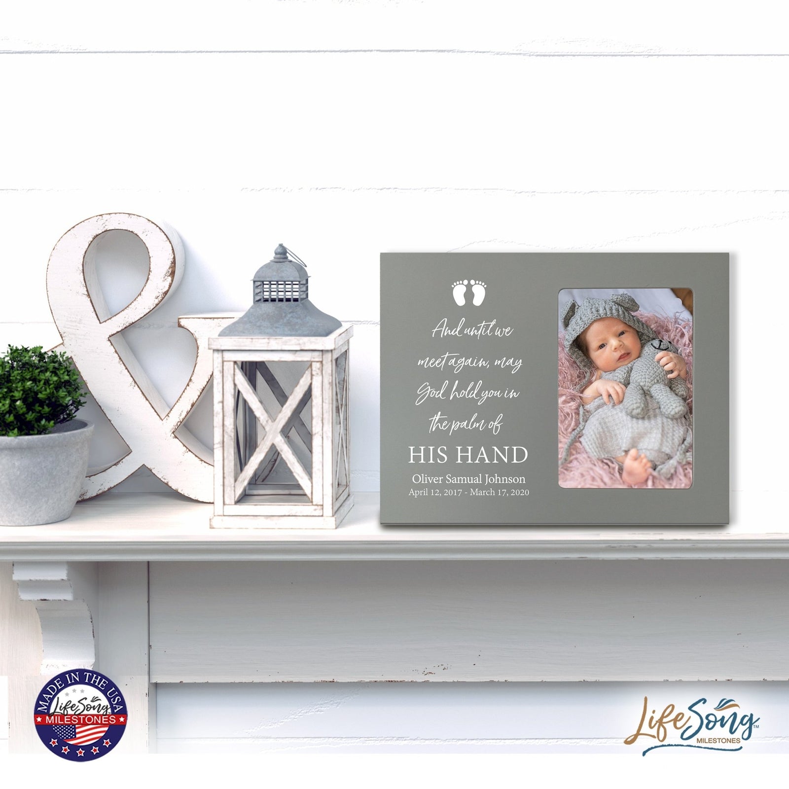 Personalized Wooden Memorial 8x10 Picture Frame holds 4x6 photo for Baby - Until We Meet Again - LifeSong Milestones