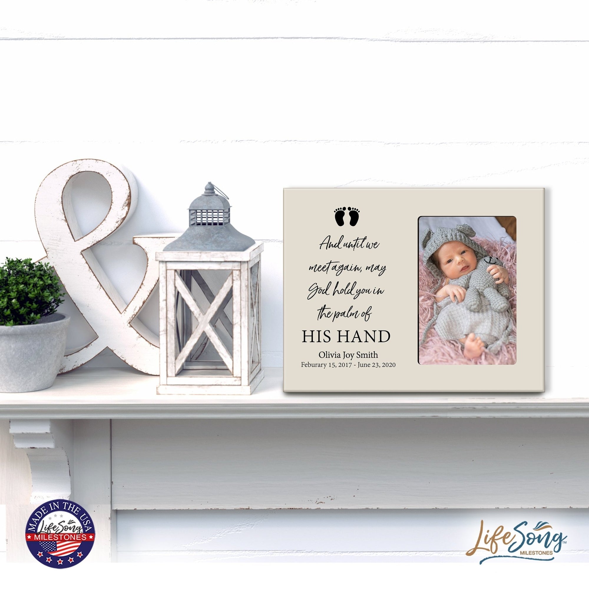 Personalized Wooden Memorial 8x10 Picture Frame holds 4x6 photo for Baby - Until We Meet Again - LifeSong Milestones