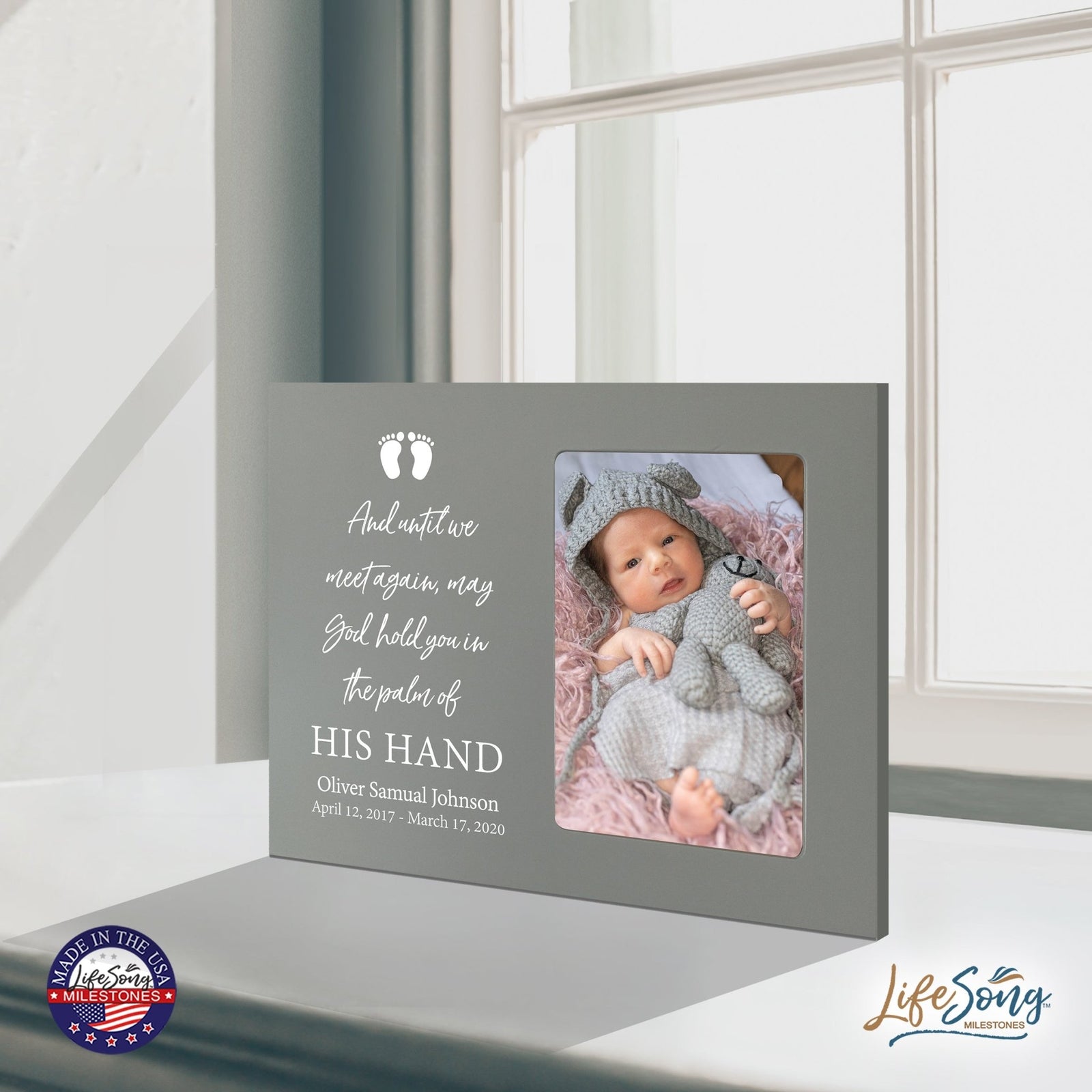 Personalized Wooden Memorial 8x10 Picture Frame holds 4x6 photo for Baby - Until We Meet Again - LifeSong Milestones