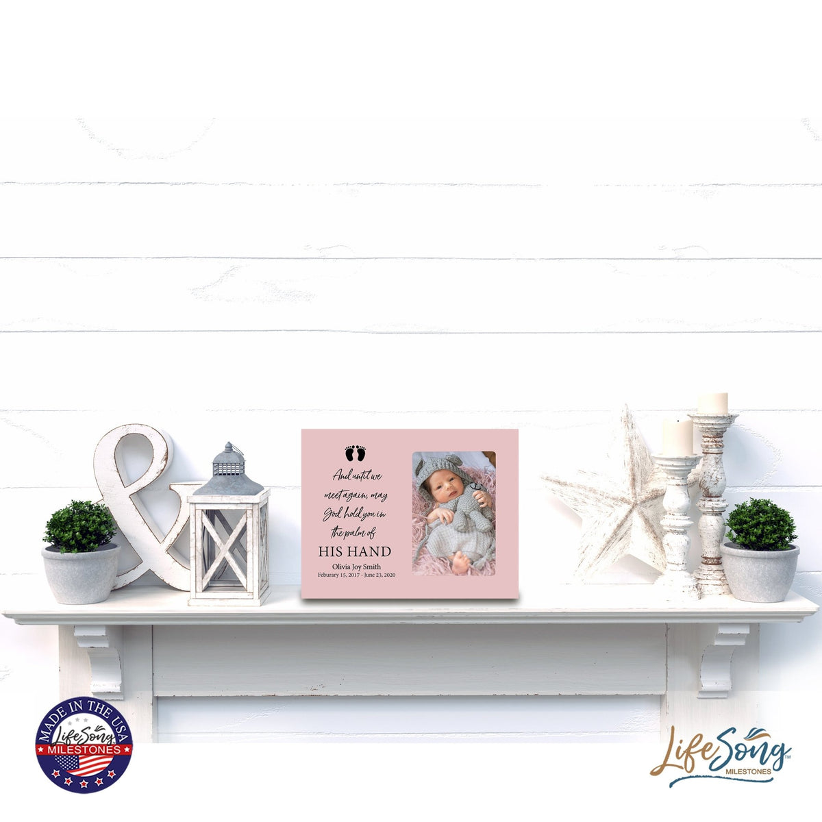 Personalized Wooden Memorial 8x10 Picture Frame holds 4x6 photo for Baby - Until We Meet Again - LifeSong Milestones