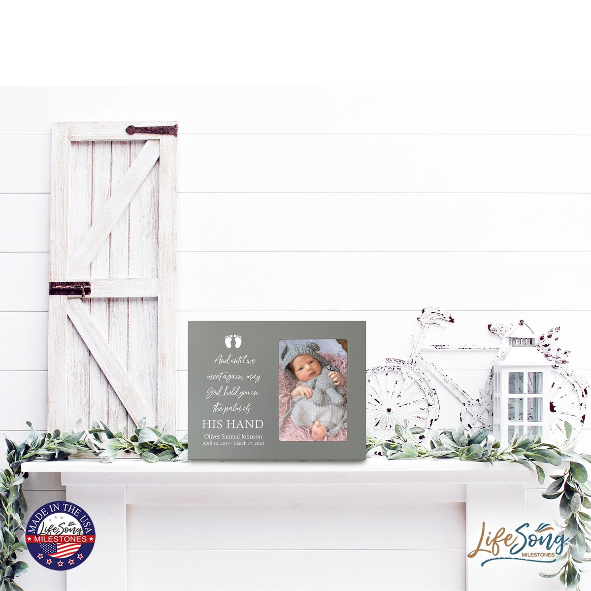 Personalized Wooden Memorial 8x10 Picture Frame holds 4x6 photo for Baby - Until We Meet Again - LifeSong Milestones