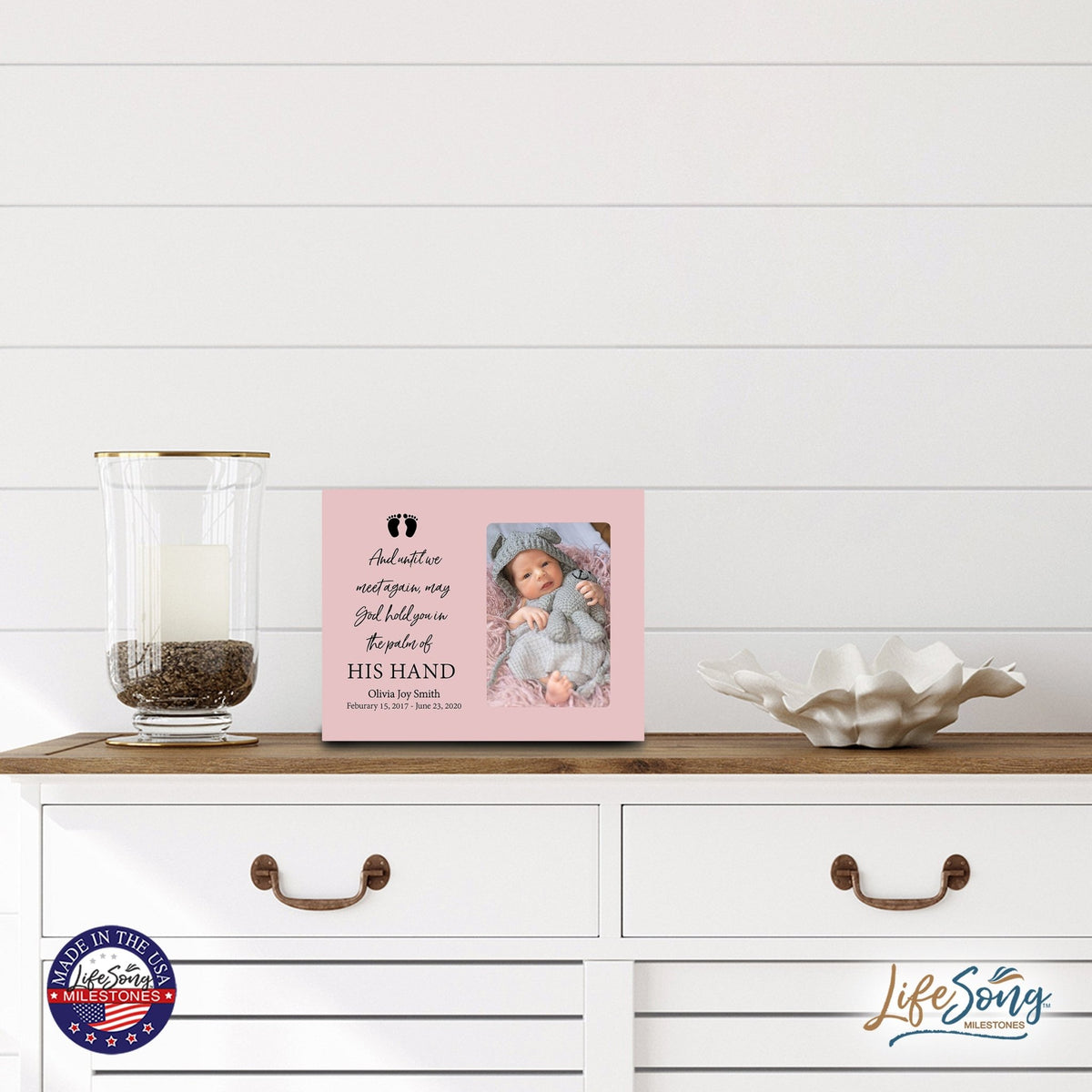 Personalized Wooden Memorial 8x10 Picture Frame holds 4x6 photo for Baby - Until We Meet Again - LifeSong Milestones
