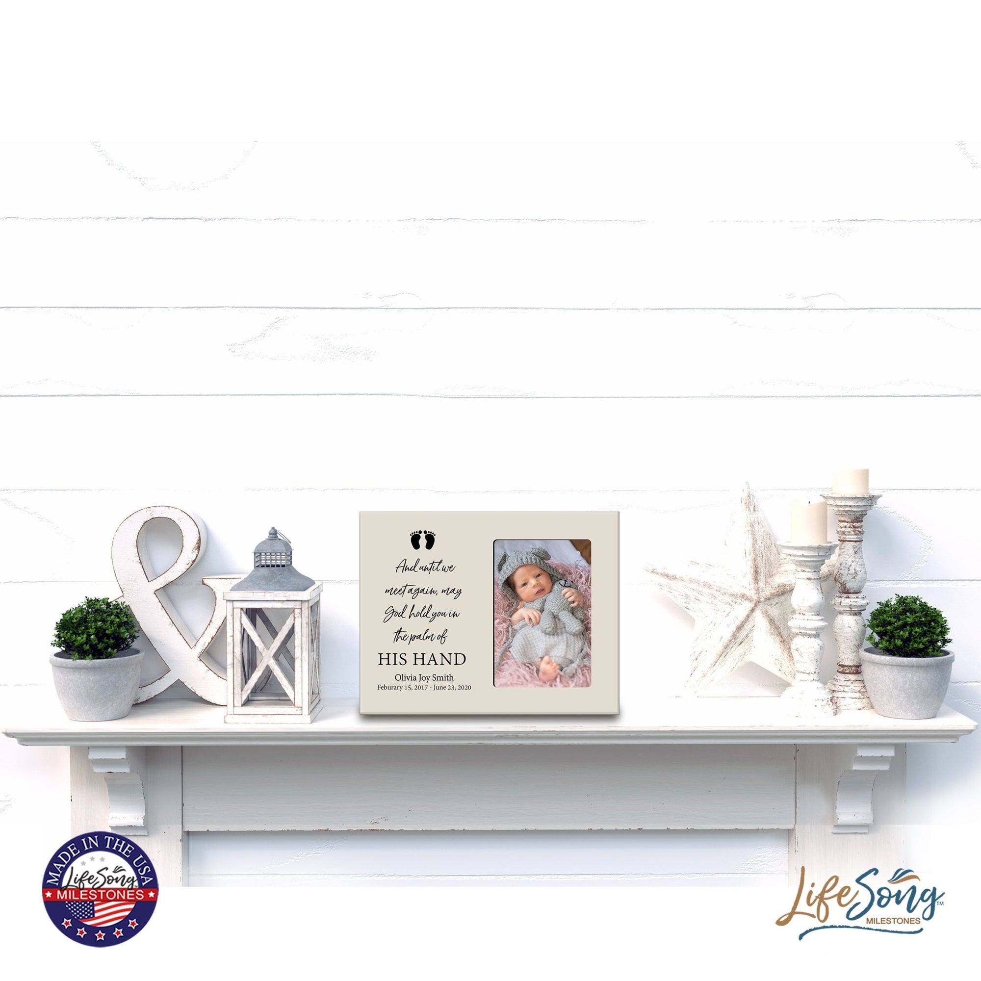 Personalized Wooden Memorial 8x10 Picture Frame holds 4x6 photo for Baby - Until We Meet Again - LifeSong Milestones