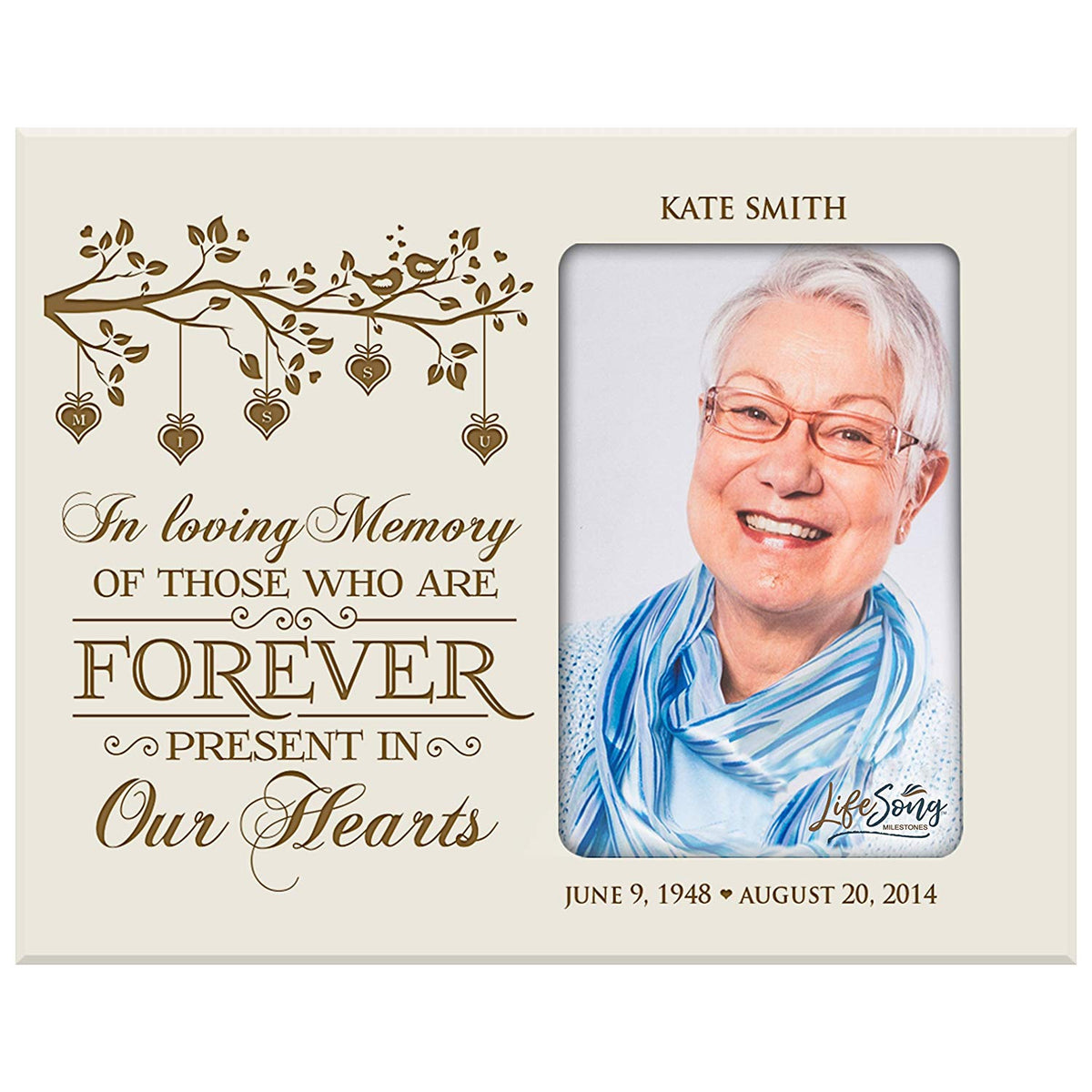 Personalized Wooden Memorial 8x10 Picture Frame holds 4x6 photo Forever Present - LifeSong Milestones
