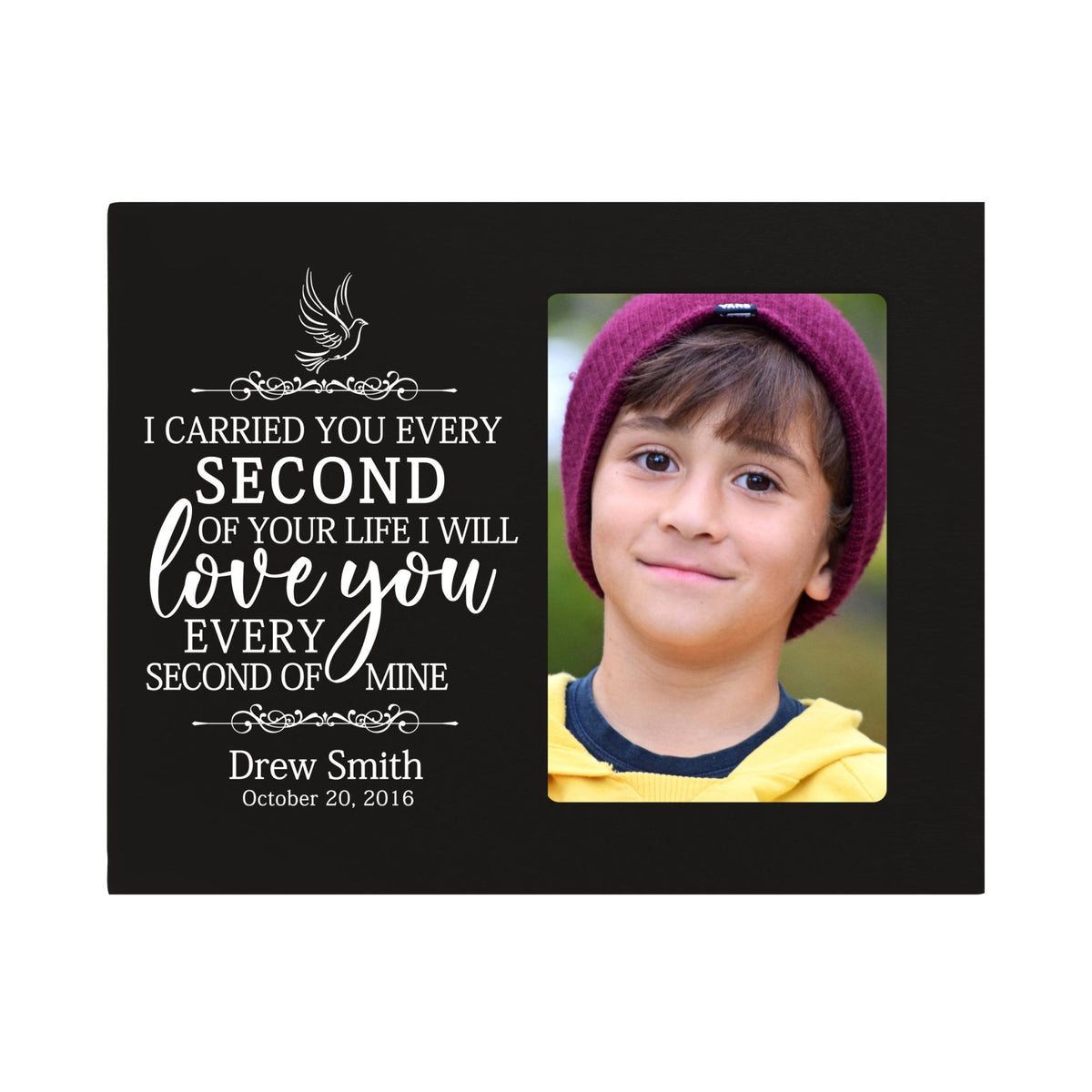 Personalized Wooden Memorial 8x10 Picture Frame holds 4x6 photo I Carried You Every Second 2 - LifeSong Milestones