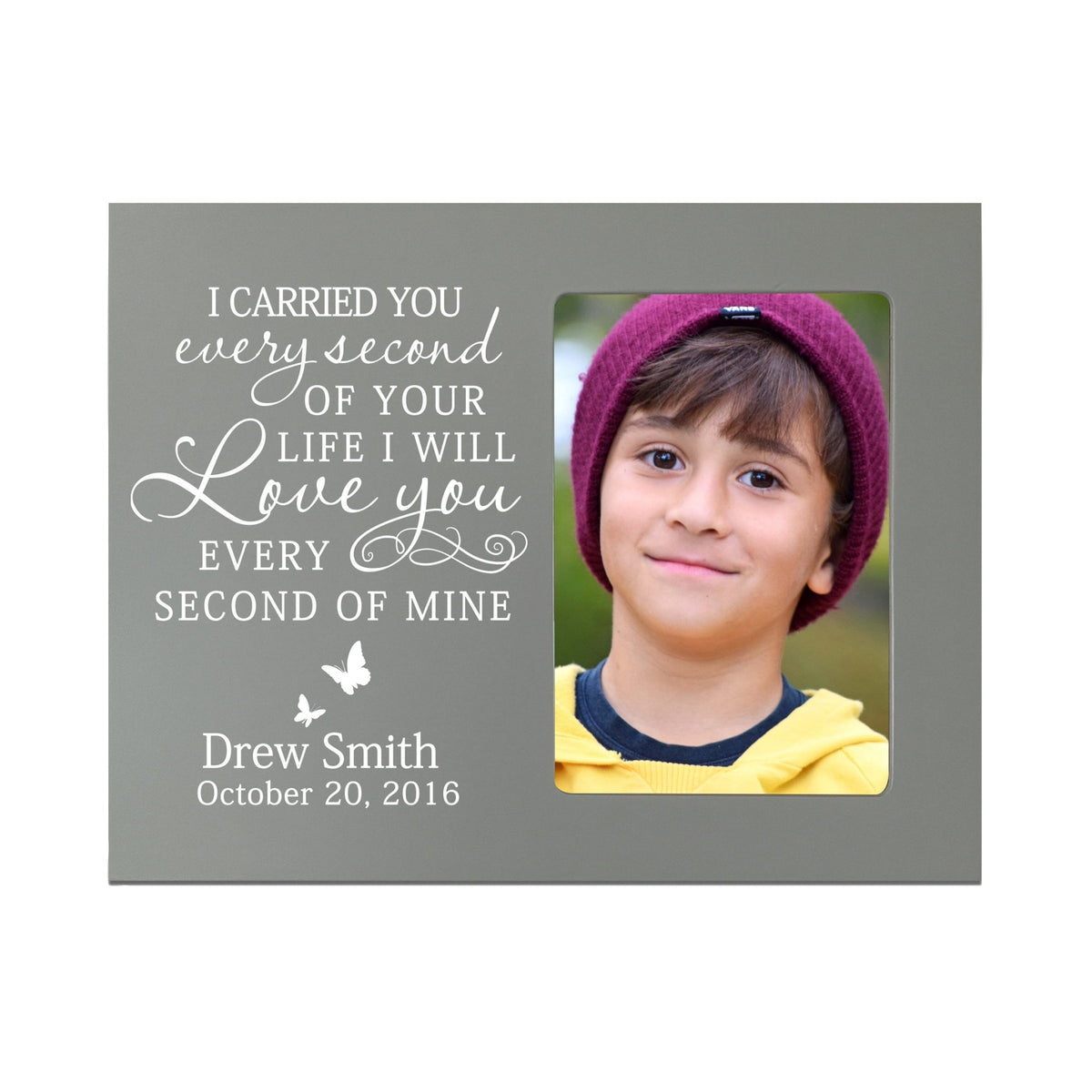 Personalized Wooden Memorial 8x10 Picture Frame holds 4x6 photo I Carried You Every Second - LifeSong Milestones