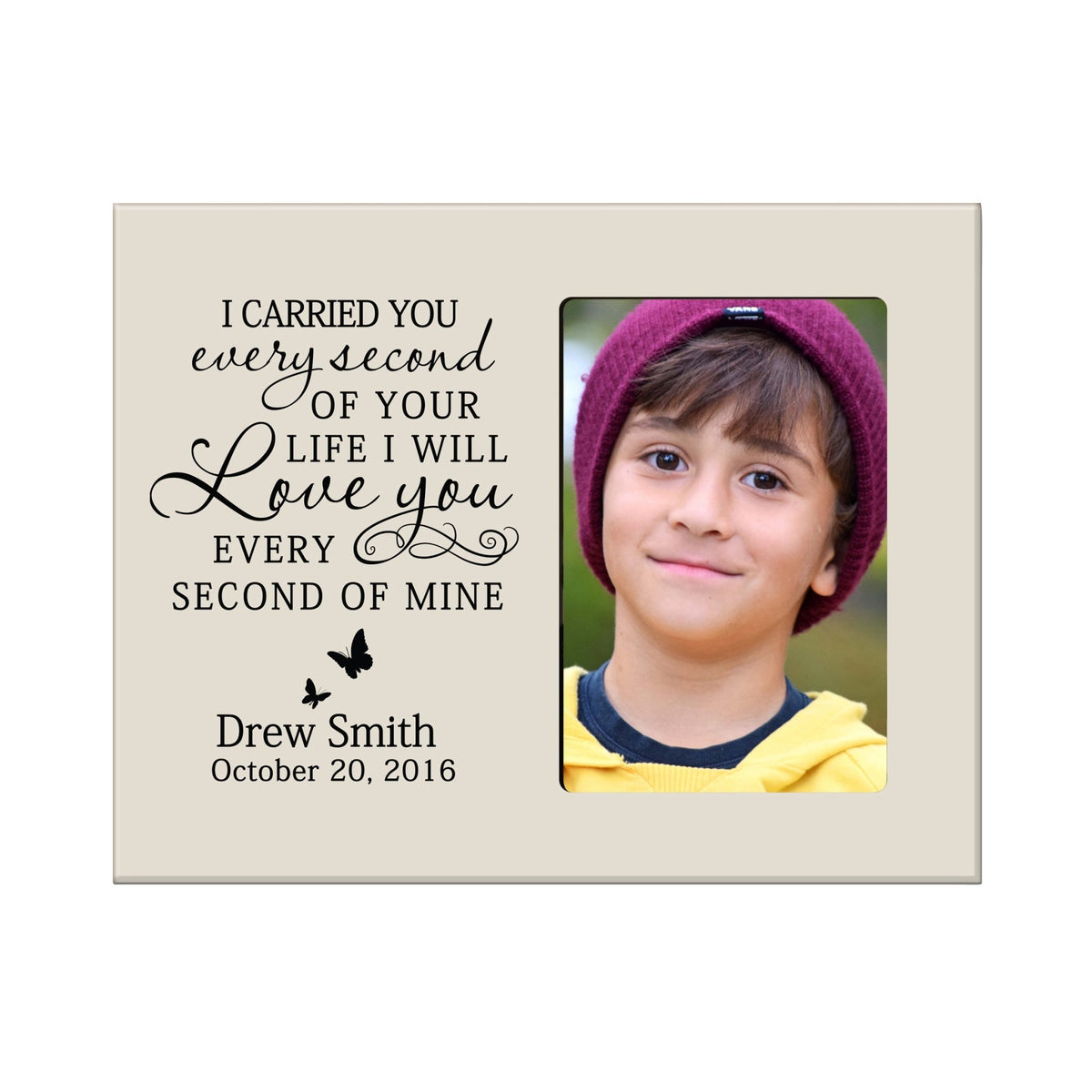 Personalized Wooden Memorial 8x10 Picture Frame holds 4x6 photo I Carried You Every Second - LifeSong Milestones