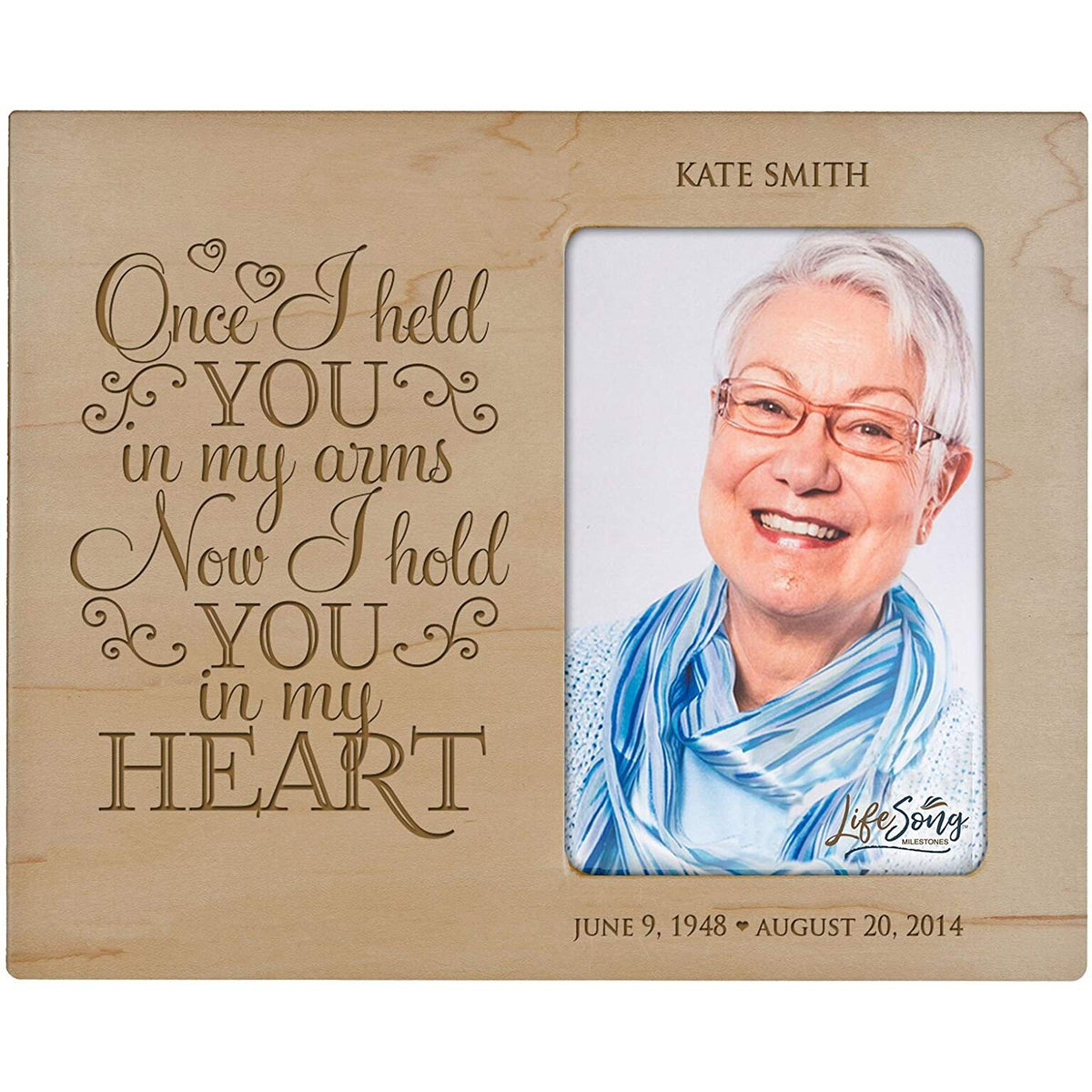 Personalized Wooden Memorial 8x10 Picture Frame holds 4x6 photo I Held You - LifeSong Milestones