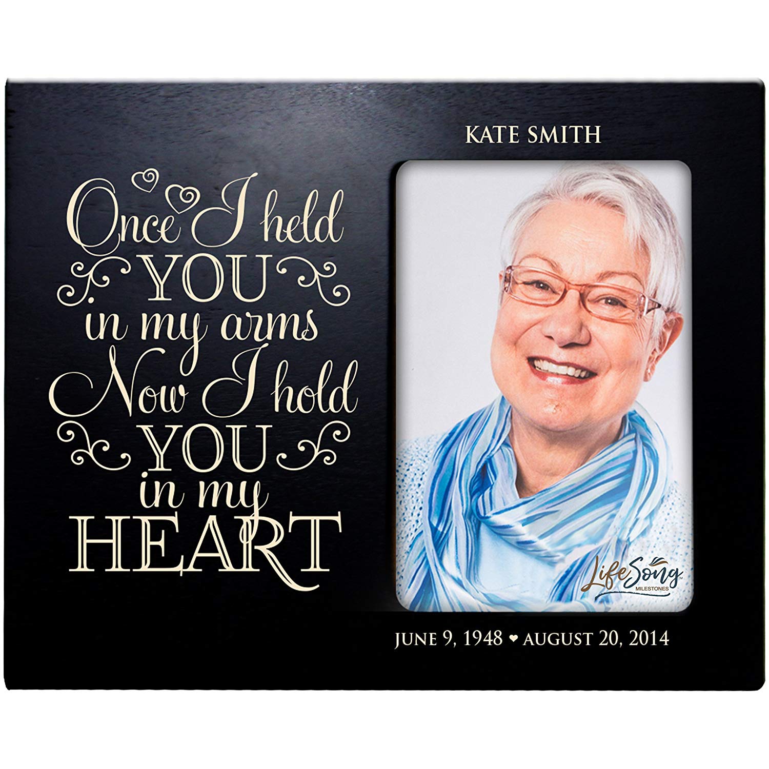 Personalized Wooden Memorial 8x10 Picture Frame holds 4x6 photo I Held You - LifeSong Milestones
