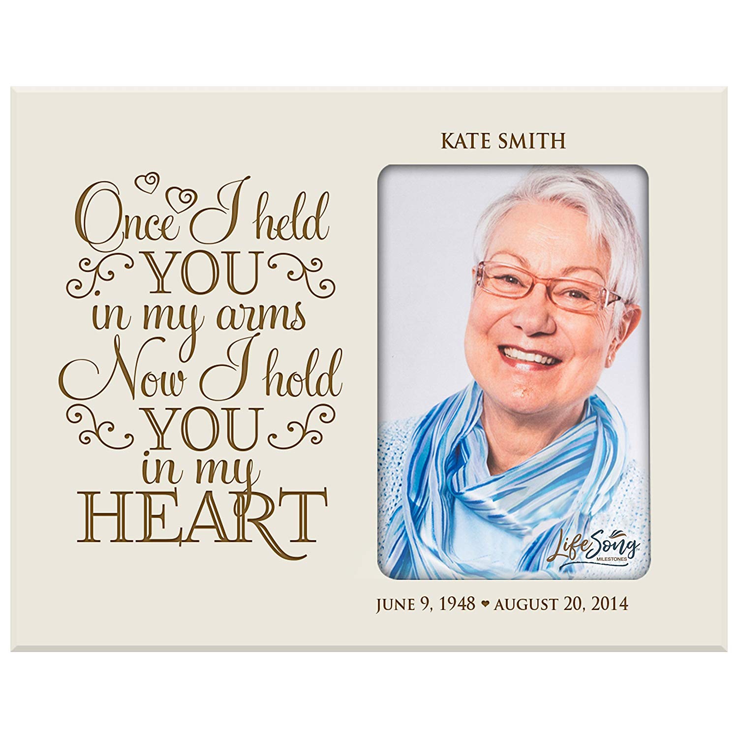 Personalized Wooden Memorial 8x10 Picture Frame holds 4x6 photo I Held You - LifeSong Milestones