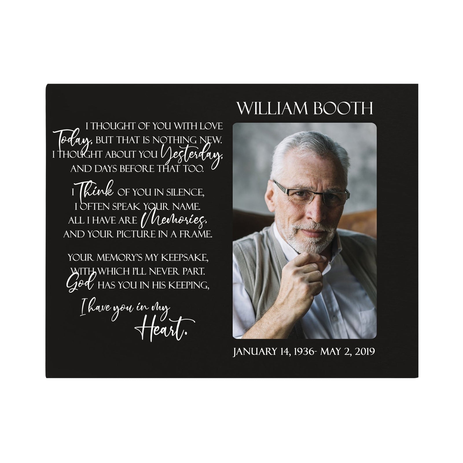 Personalized Wooden Memorial 8x10 Picture Frame holds 4x6 photo I Thought Of You - LifeSong Milestones