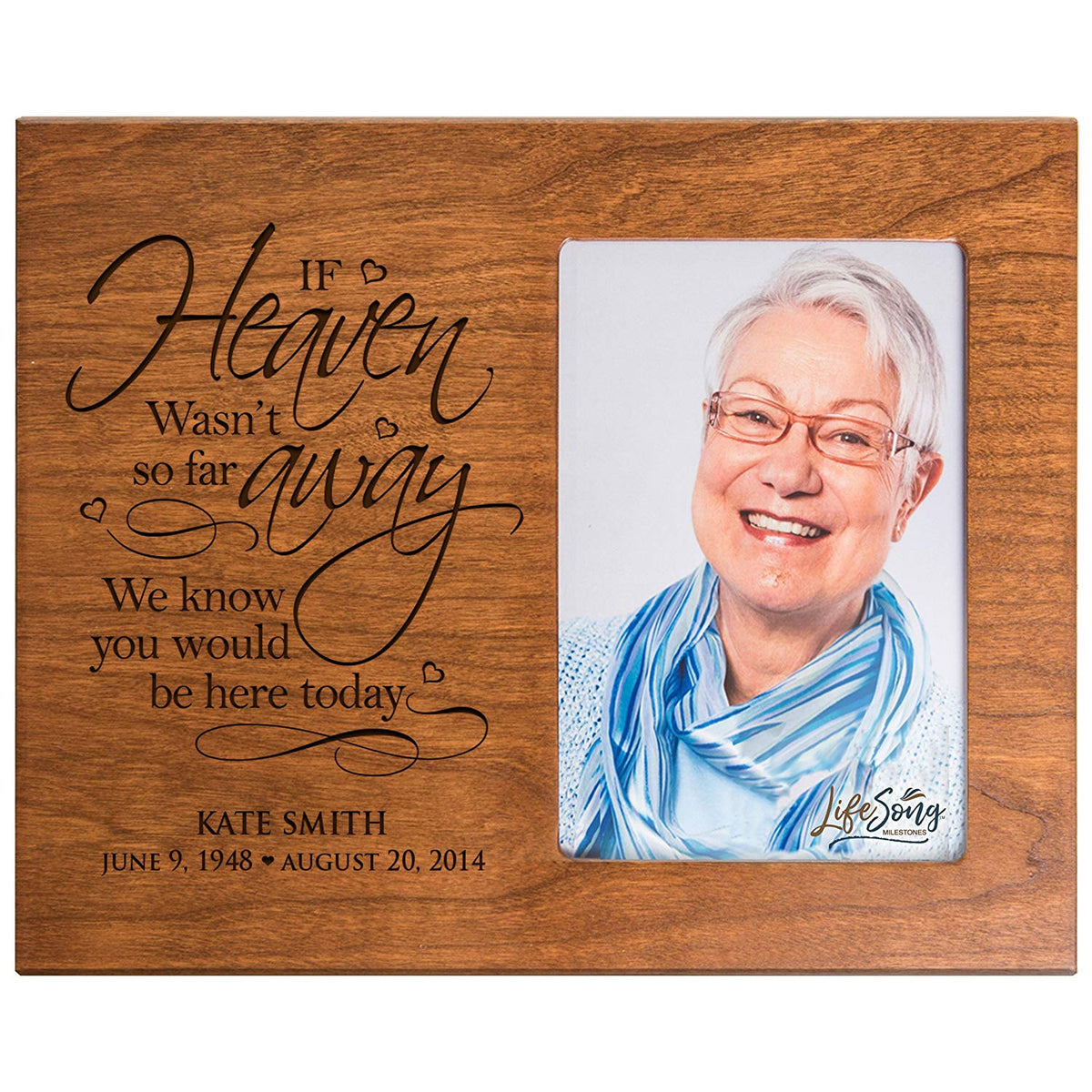 Personalized Wooden Memorial 8x10 Picture Frame holds 4x6 photo If Heaven Wasn&#39;t - LifeSong Milestones