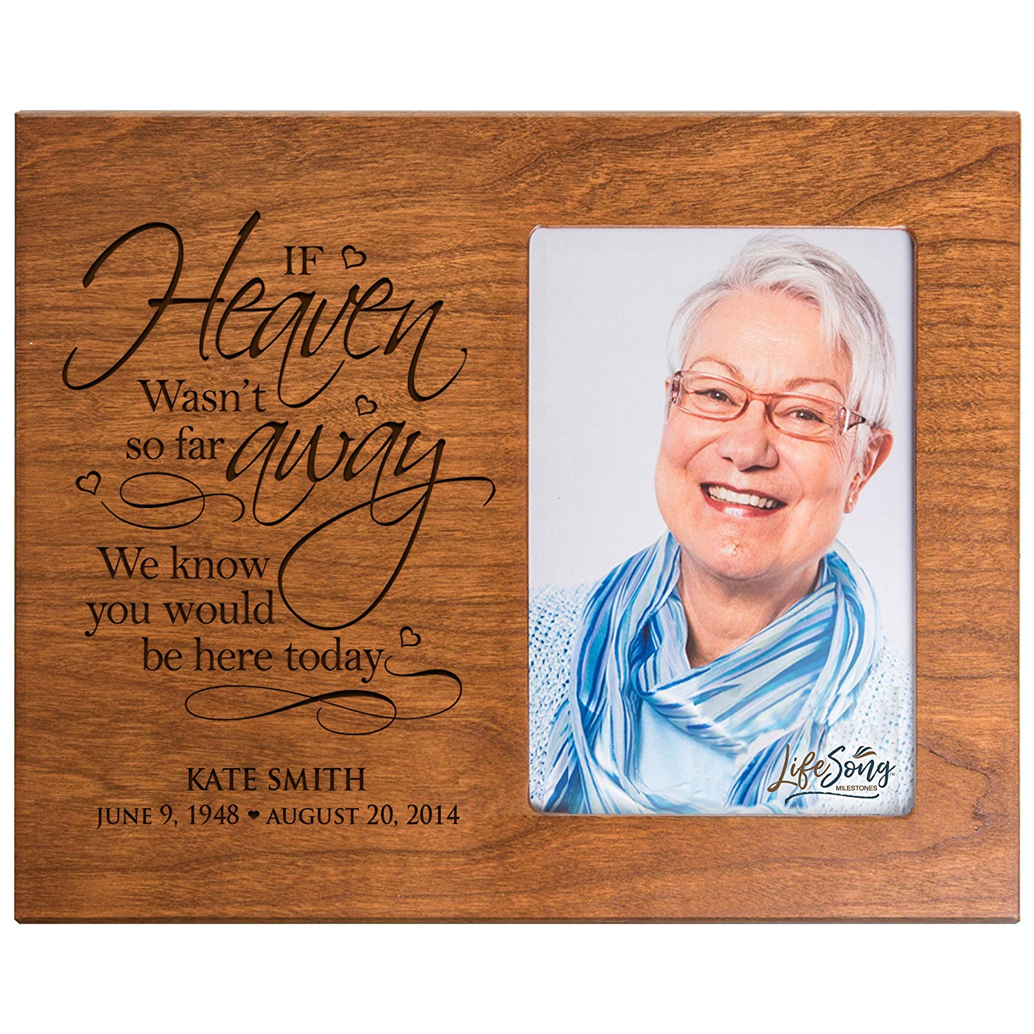 Personalized Wooden Memorial 8x10 Picture Frame holds 4x6 photo If Heaven Wasn't - LifeSong Milestones