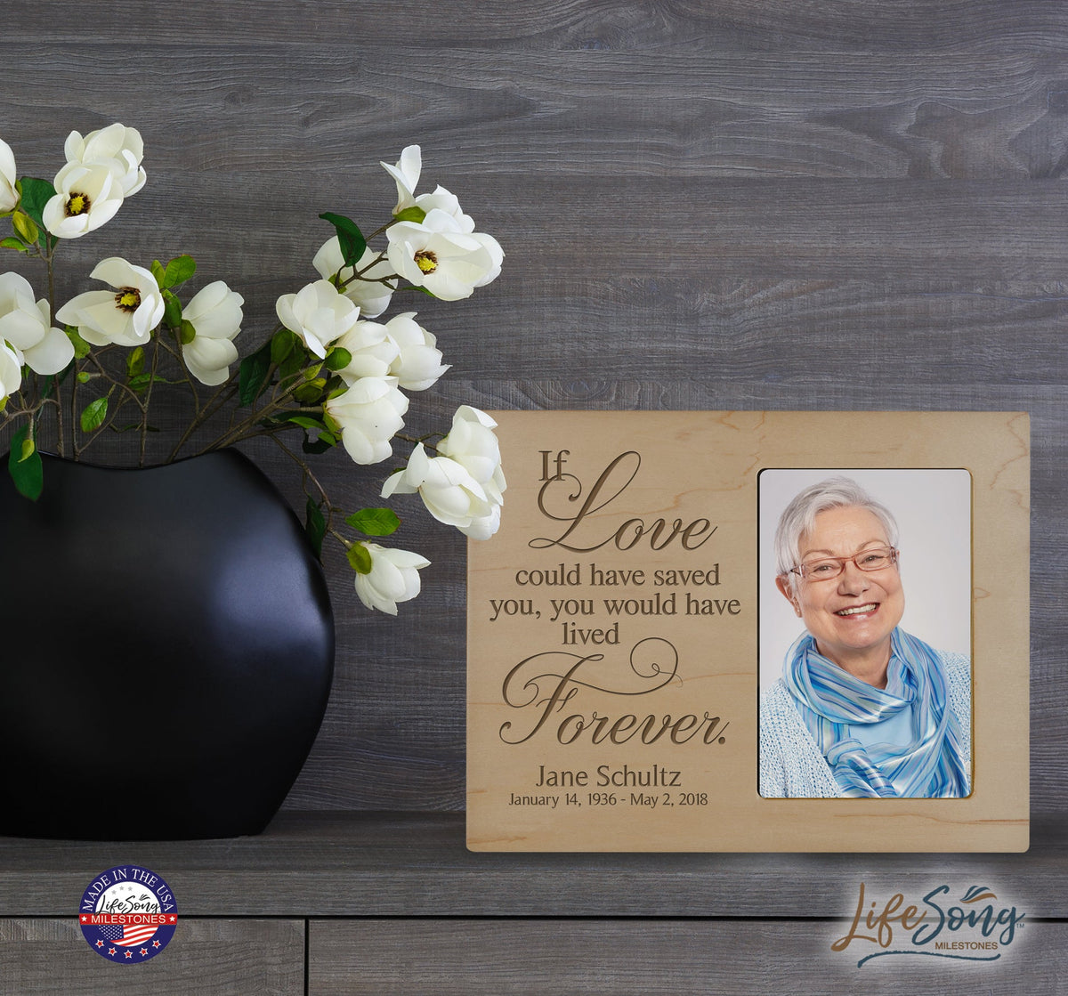 Personalized Wooden Memorial 8x10 Picture Frame holds 4x6 photo If Love Could Saved - LifeSong Milestones