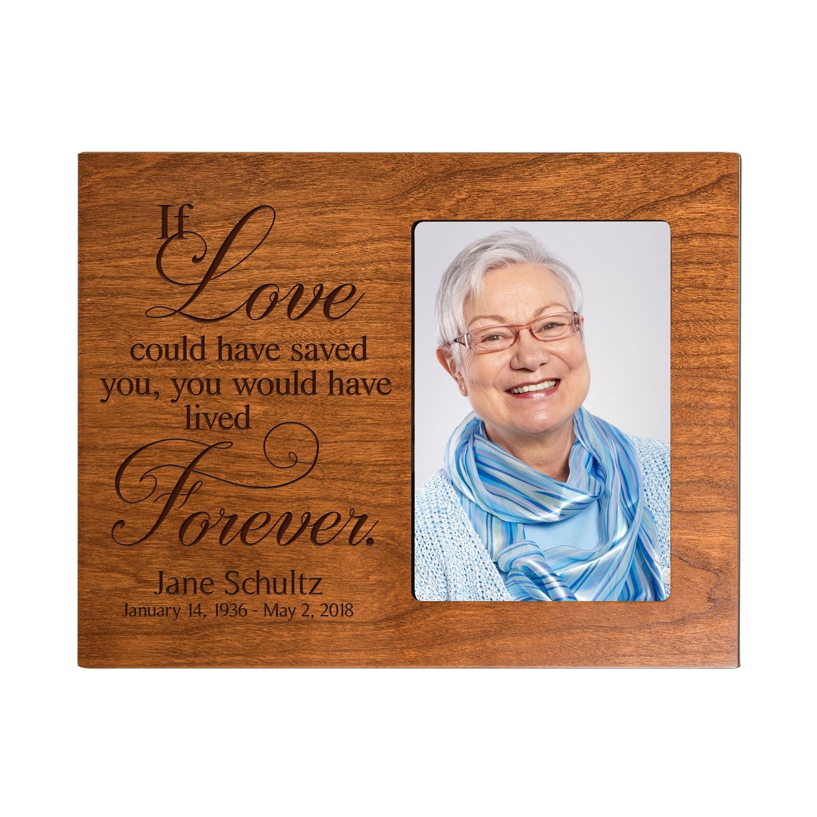 Personalized Wooden Memorial 8x10 Picture Frame holds 4x6 photo If Love Could Saved - LifeSong Milestones