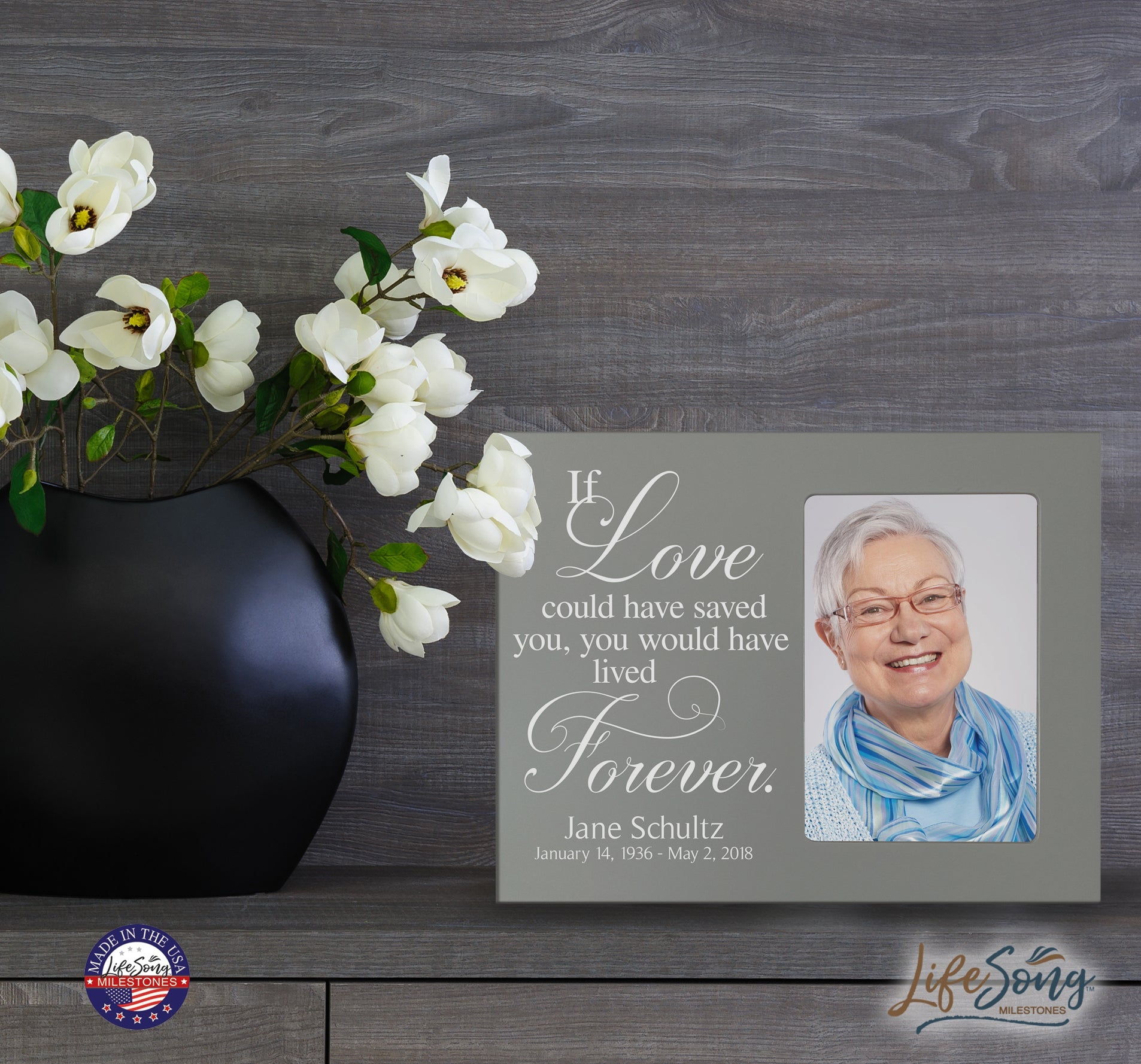 Personalized Wooden Memorial 8x10 Picture Frame holds 4x6 photo If Love Could Saved - LifeSong Milestones