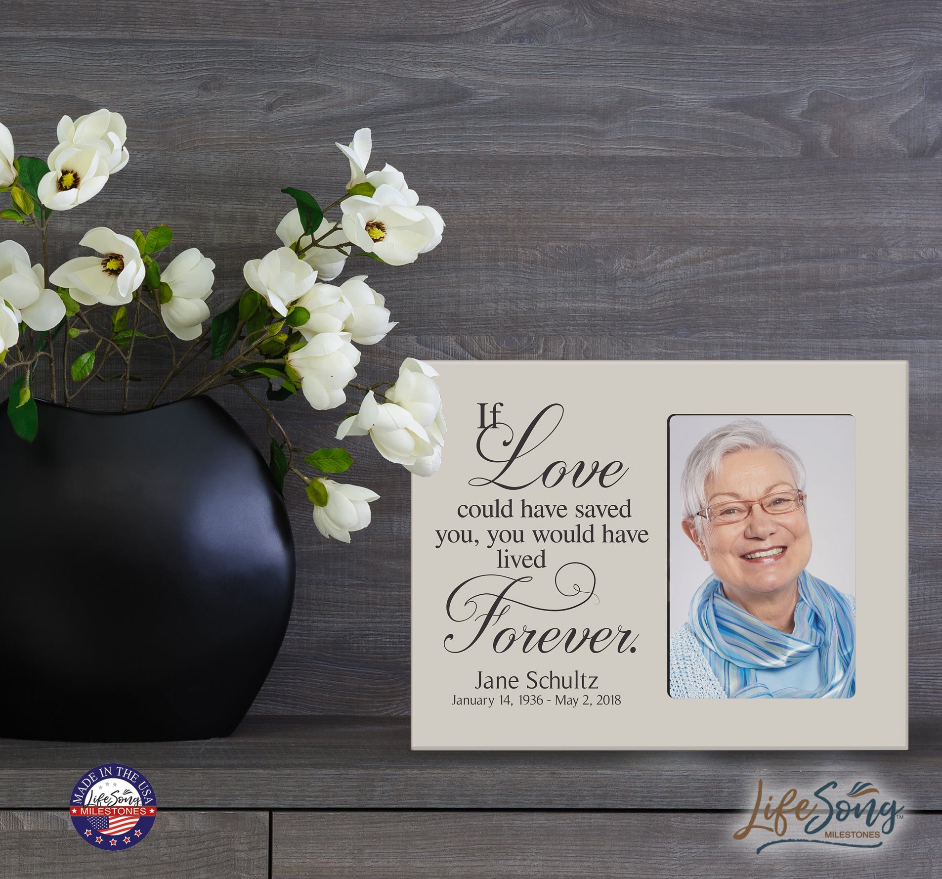 Personalized Wooden Memorial 8x10 Picture Frame holds 4x6 photo If Love Could Saved - LifeSong Milestones
