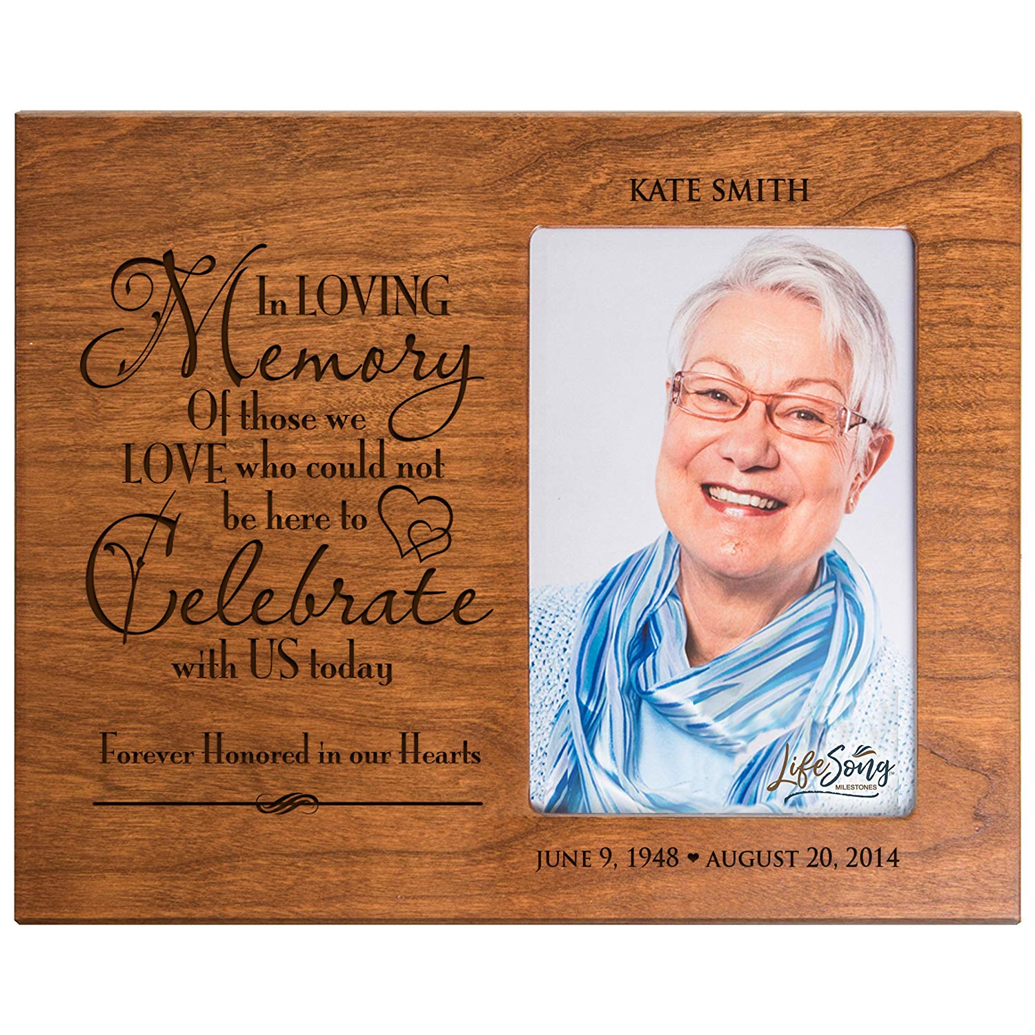 Personalized Wooden Memorial 8x10 Picture Frame holds 4x6 photo In Loving Memory - LifeSong Milestones