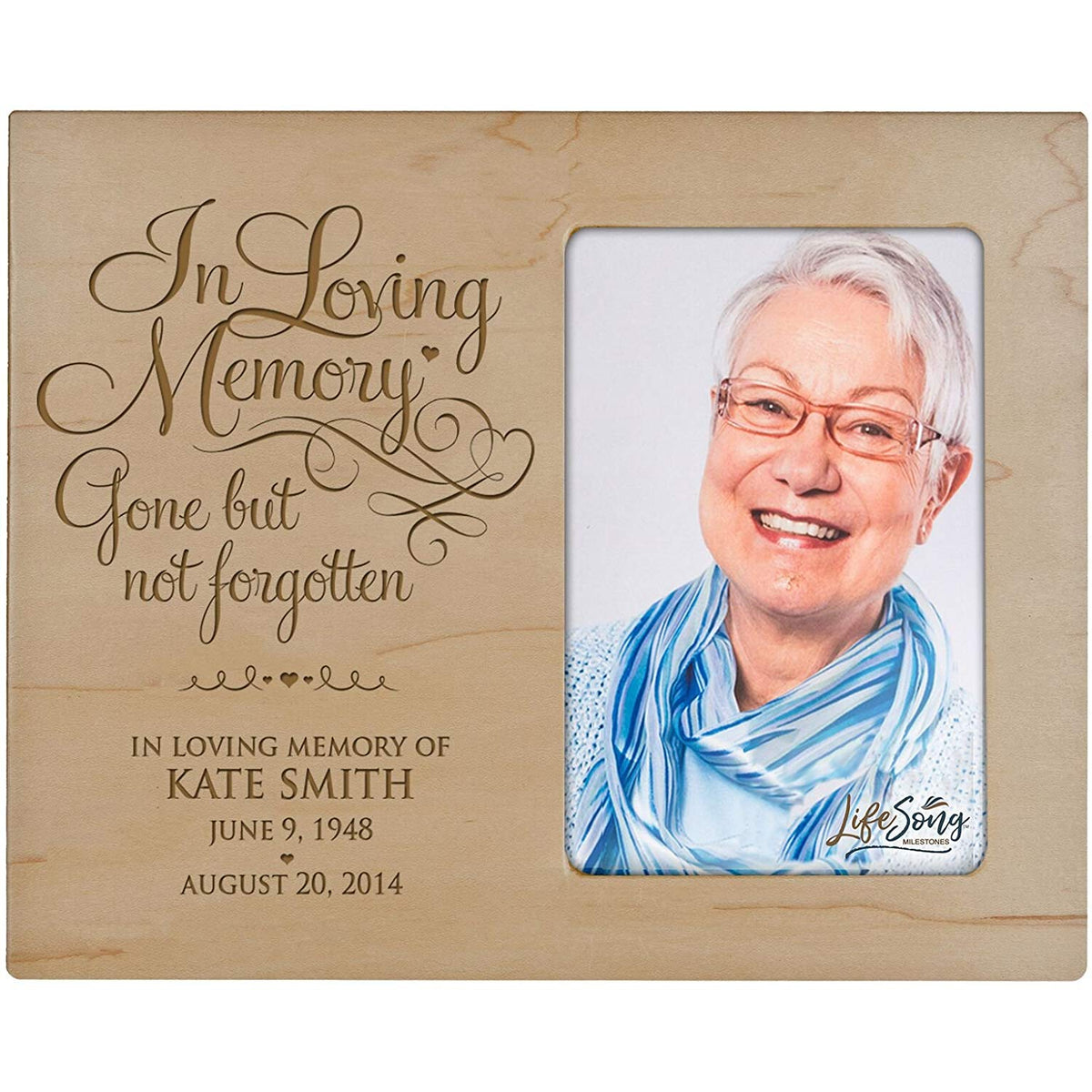 Personalized Wooden Memorial 8x10 Picture Frame holds 4x6 photo In Loving Memory - LifeSong Milestones