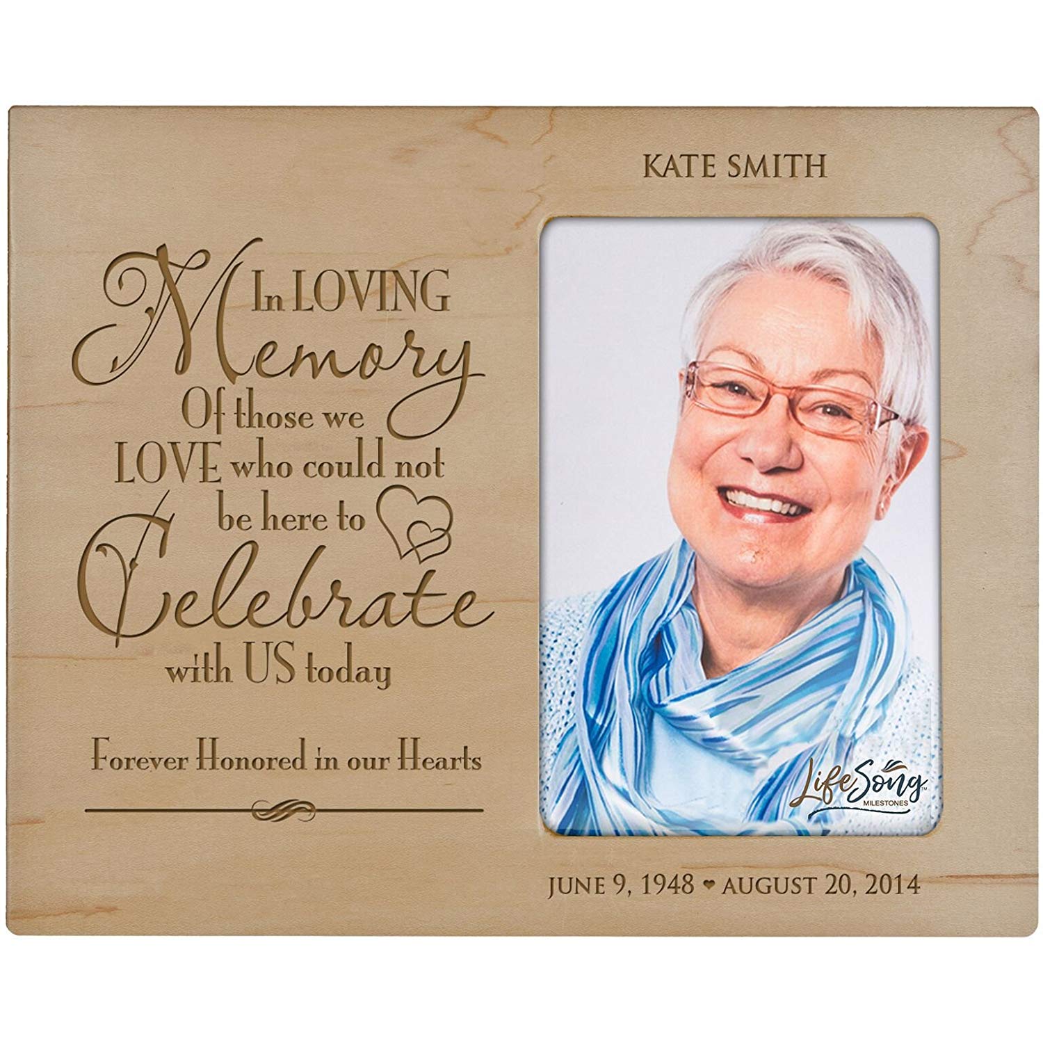 Personalized Wooden Memorial 8x10 Picture Frame holds 4x6 photo In Loving Memory - LifeSong Milestones