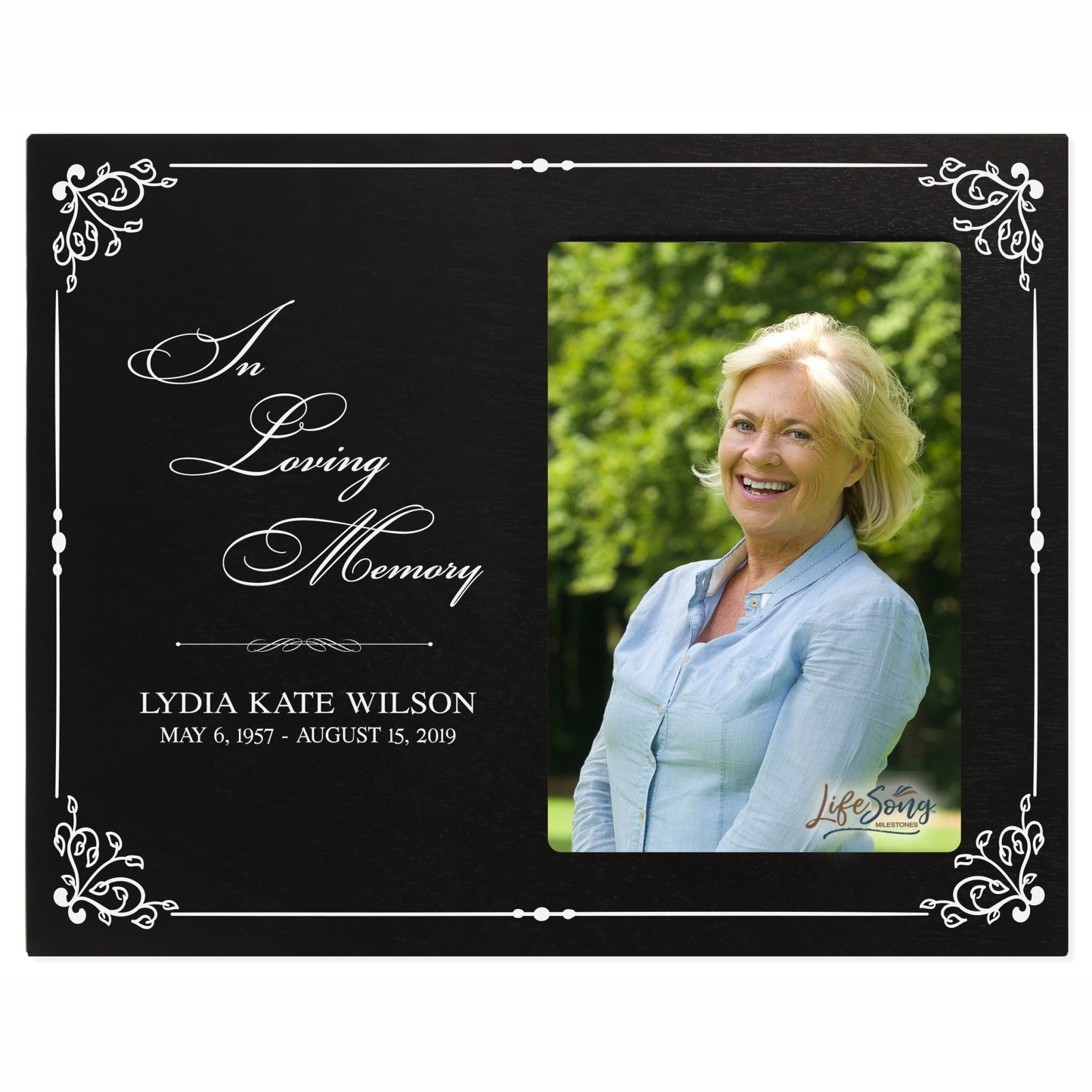 Personalized Wooden Memorial 8x10 Picture Frame holds 4x6 photo In Loving Memory Border - LifeSong Milestones