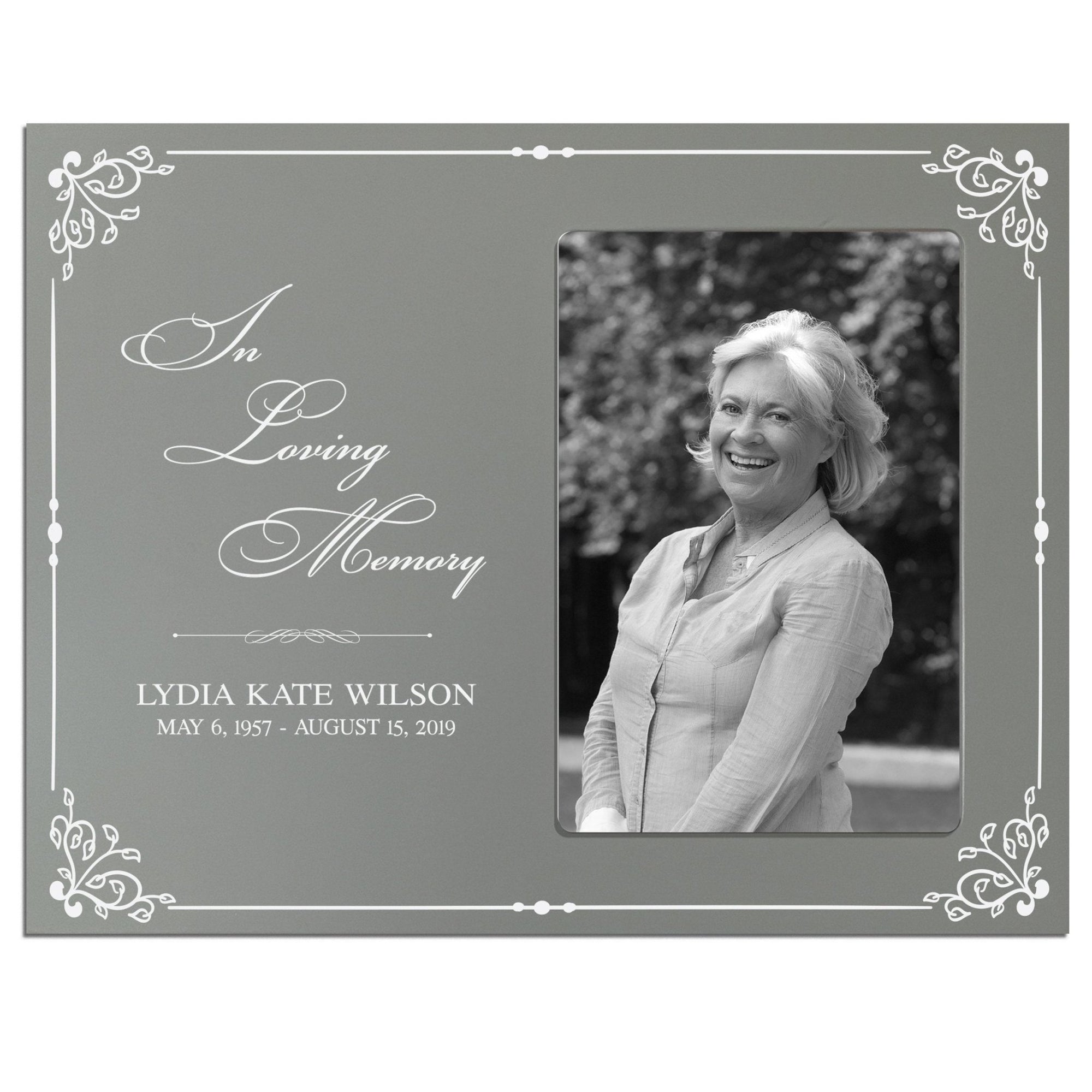 Personalized Wooden Memorial 8x10 Picture Frame holds 4x6 photo In Loving Memory Border - LifeSong Milestones