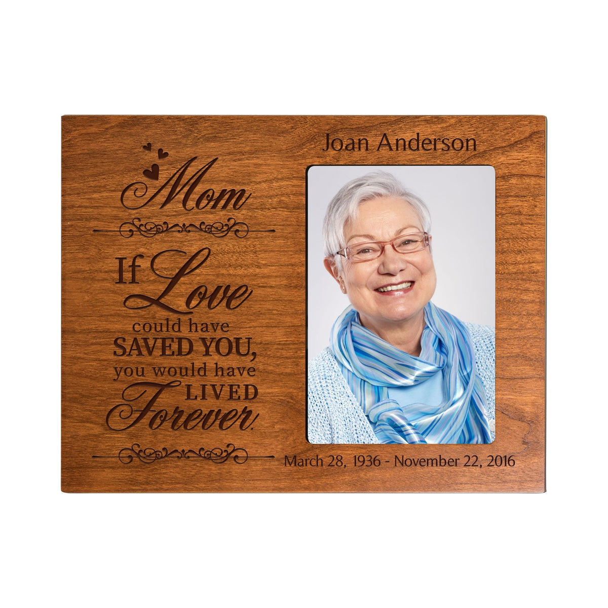 Personalized Wooden Memorial 8x10 Picture Frame holds 4x6 photo Mom, If Love Could - LifeSong Milestones