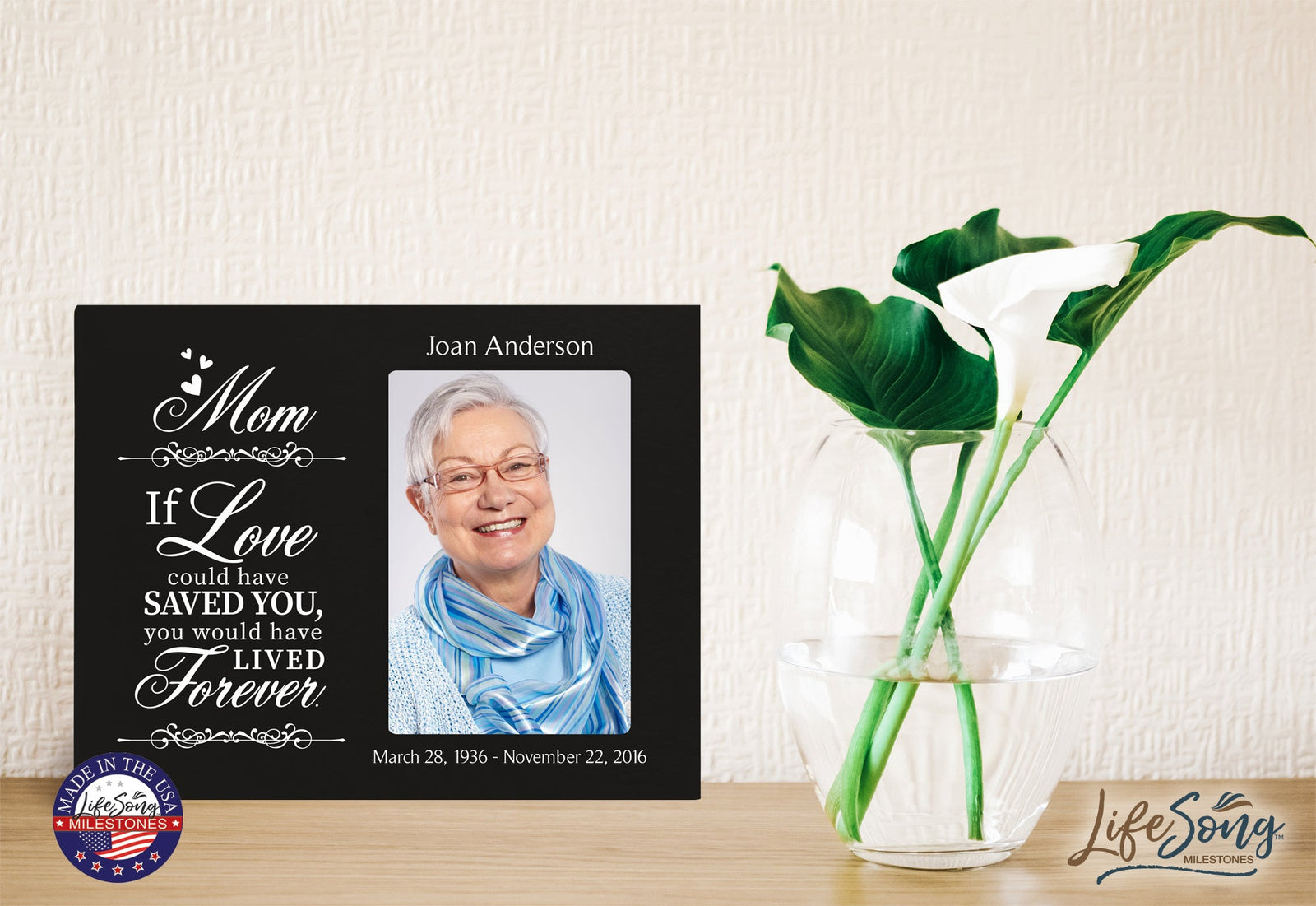 Personalized Wooden Memorial 8x10 Picture Frame holds 4x6 photo Mom, If Love Could - LifeSong Milestones