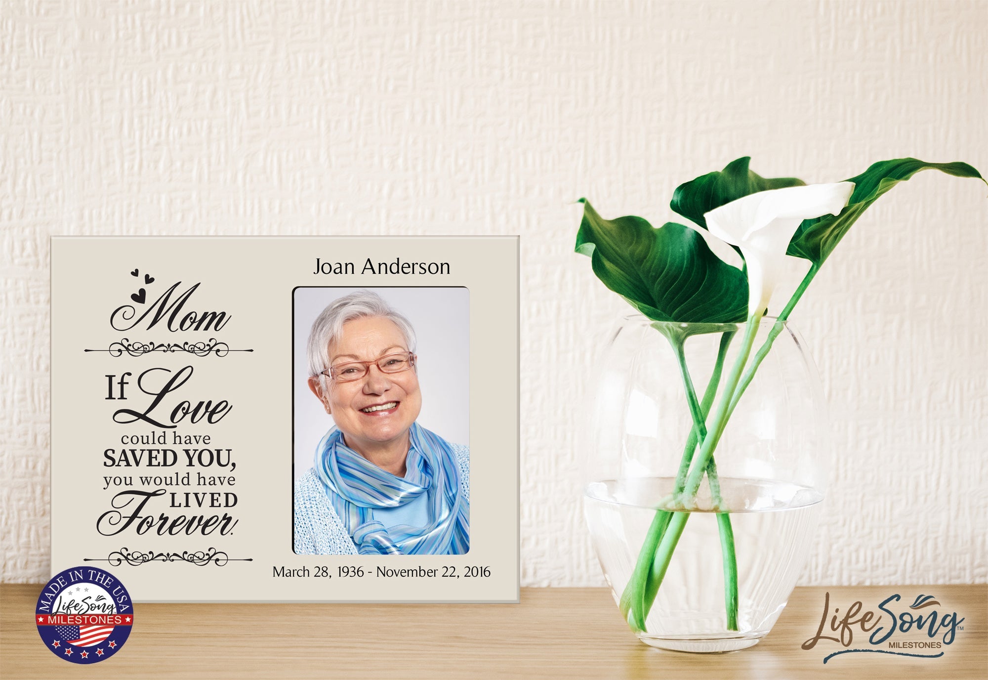 Personalized Wooden Memorial 8x10 Picture Frame holds 4x6 photo Mom, If Love Could - LifeSong Milestones
