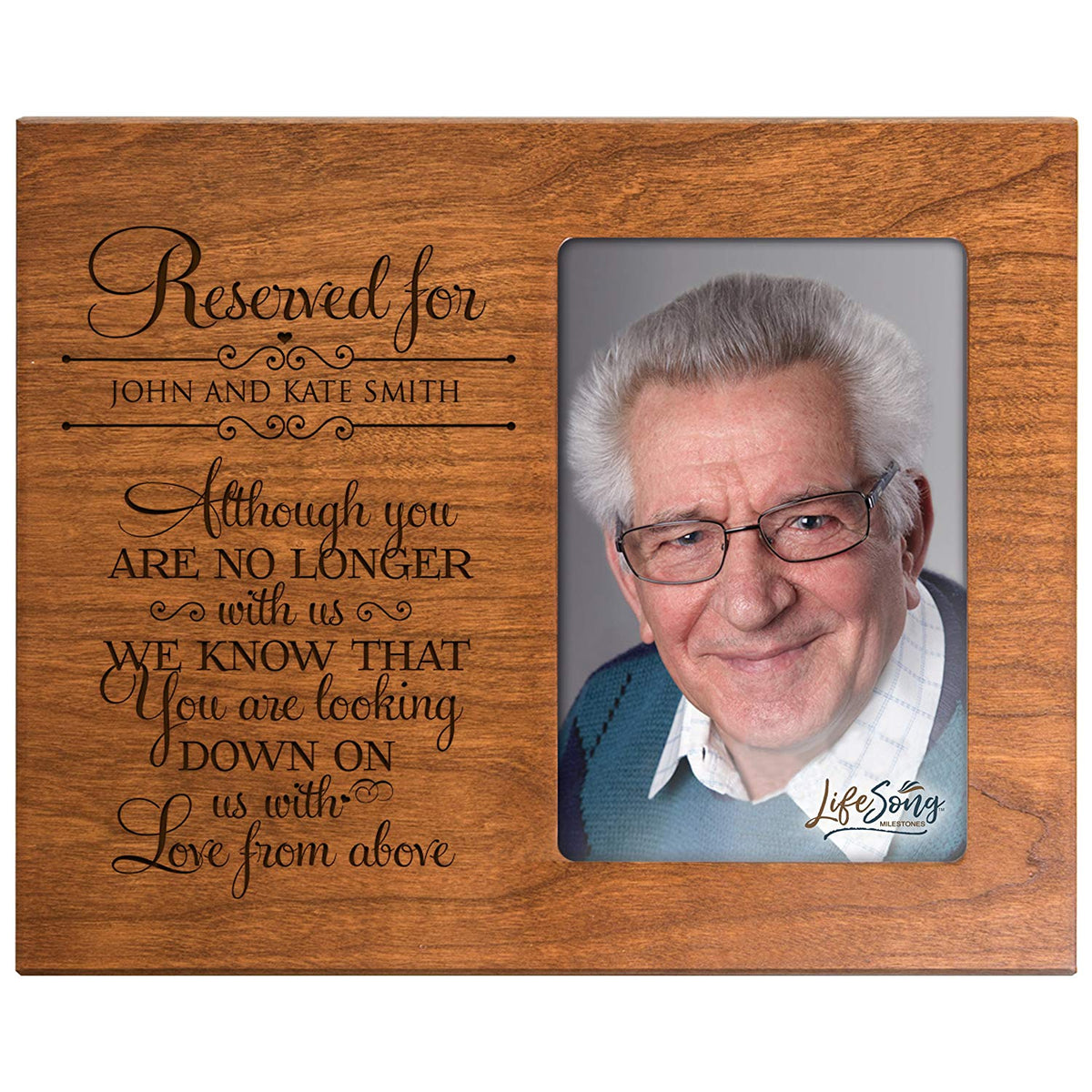 Personalized Wooden Memorial 8x10 Picture Frame holds 4x6 photo No Longer With Us - LifeSong Milestones