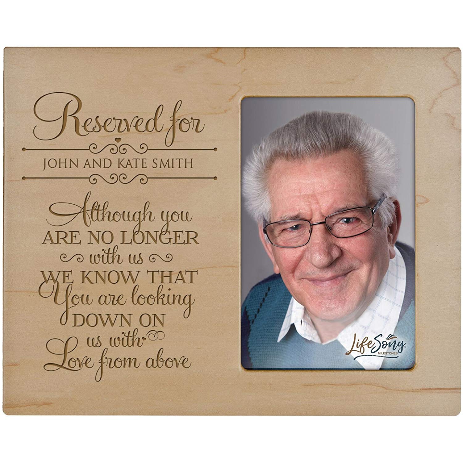 Personalized Wooden Memorial 8x10 Picture Frame holds 4x6 photo No Longer With Us - LifeSong Milestones