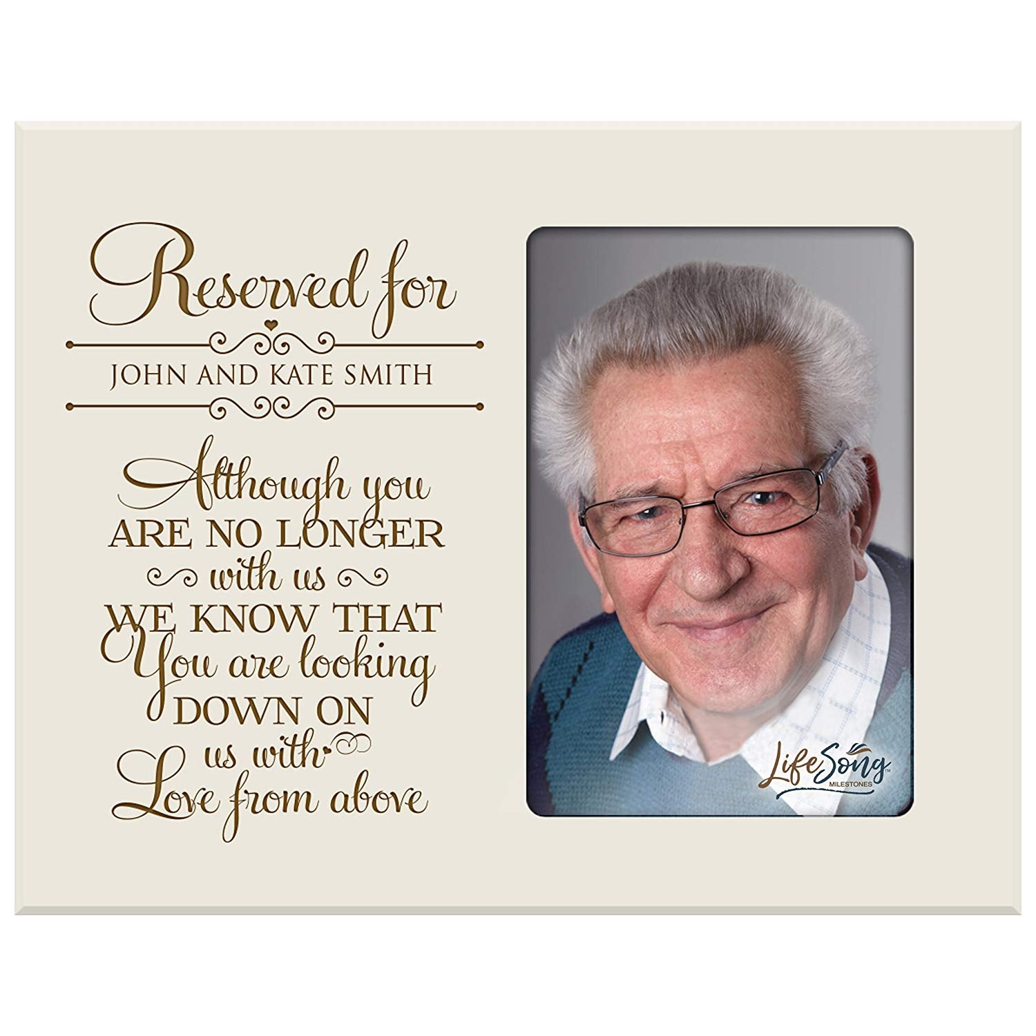 Personalized Wooden Memorial 8x10 Picture Frame holds 4x6 photo No Longer With Us - LifeSong Milestones