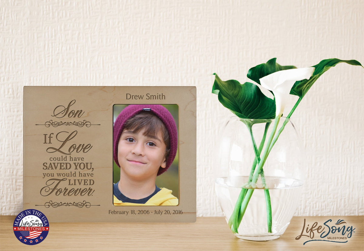 Personalized Wooden Memorial 8x10 Picture Frame holds 4x6 photo Son, If Love Could - LifeSong Milestones