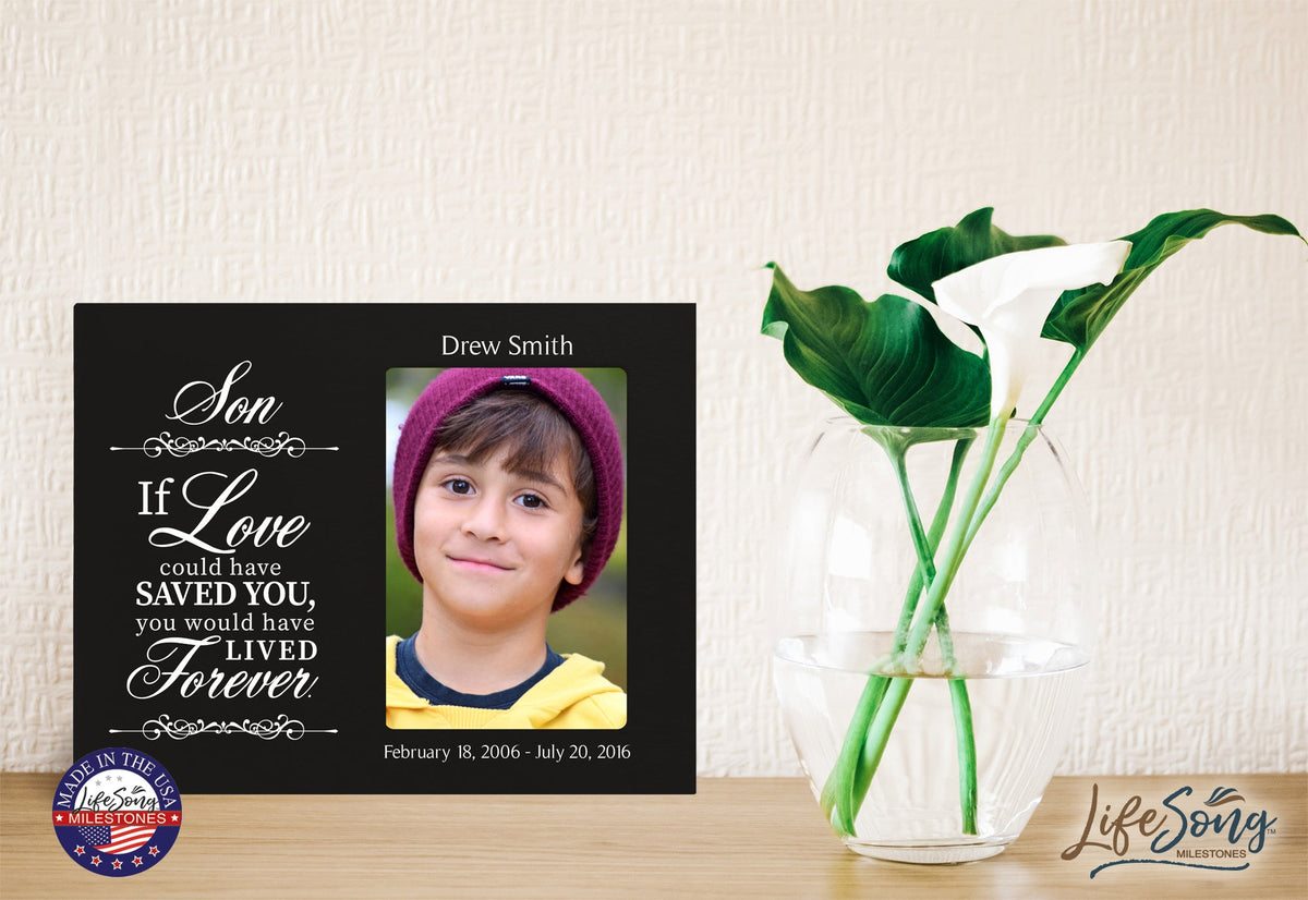 Personalized Wooden Memorial 8x10 Picture Frame holds 4x6 photo Son, If Love Could - LifeSong Milestones
