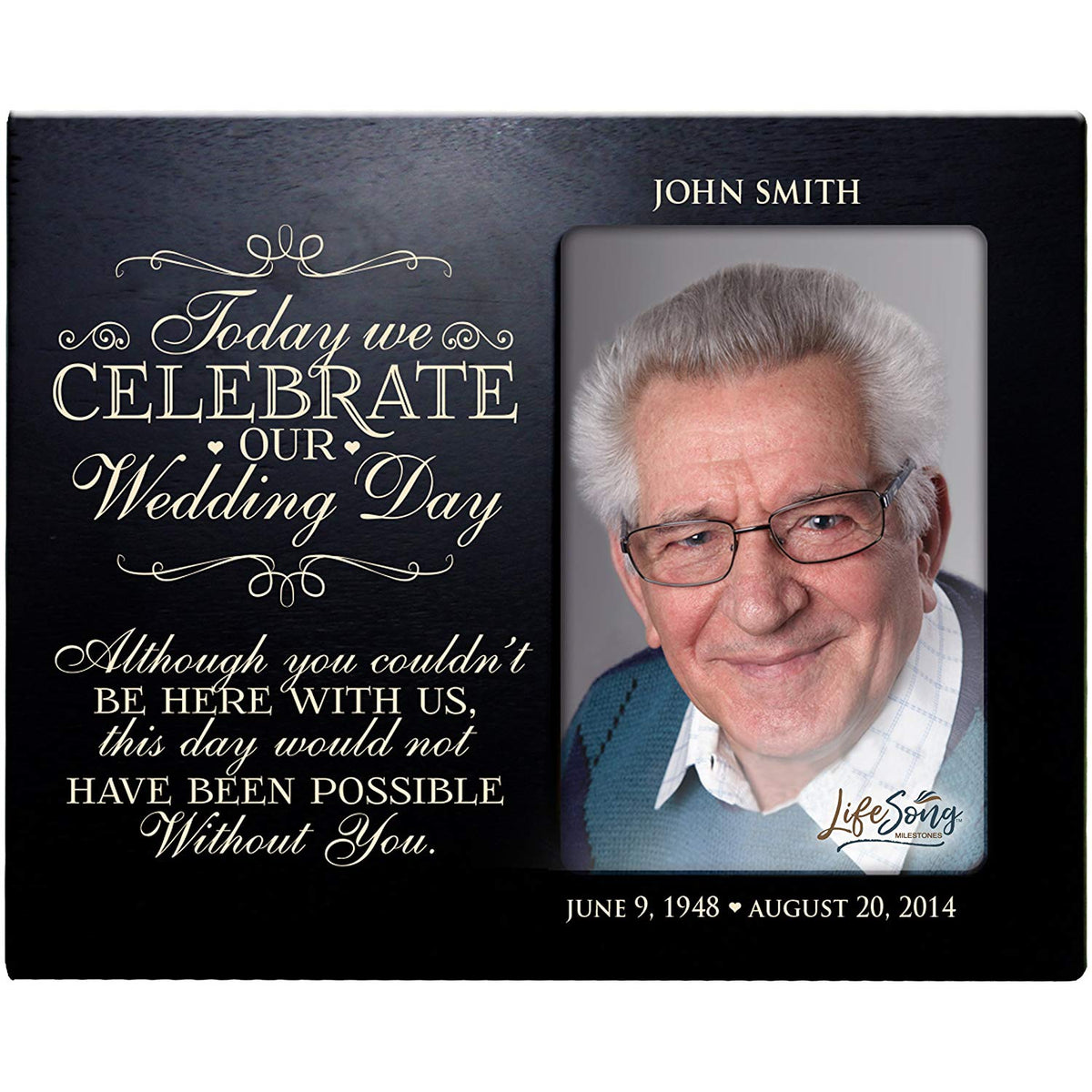 Personalized Wooden Memorial 8x10 Picture Frame holds 4x6 photo Today We Celebrate - LifeSong Milestones