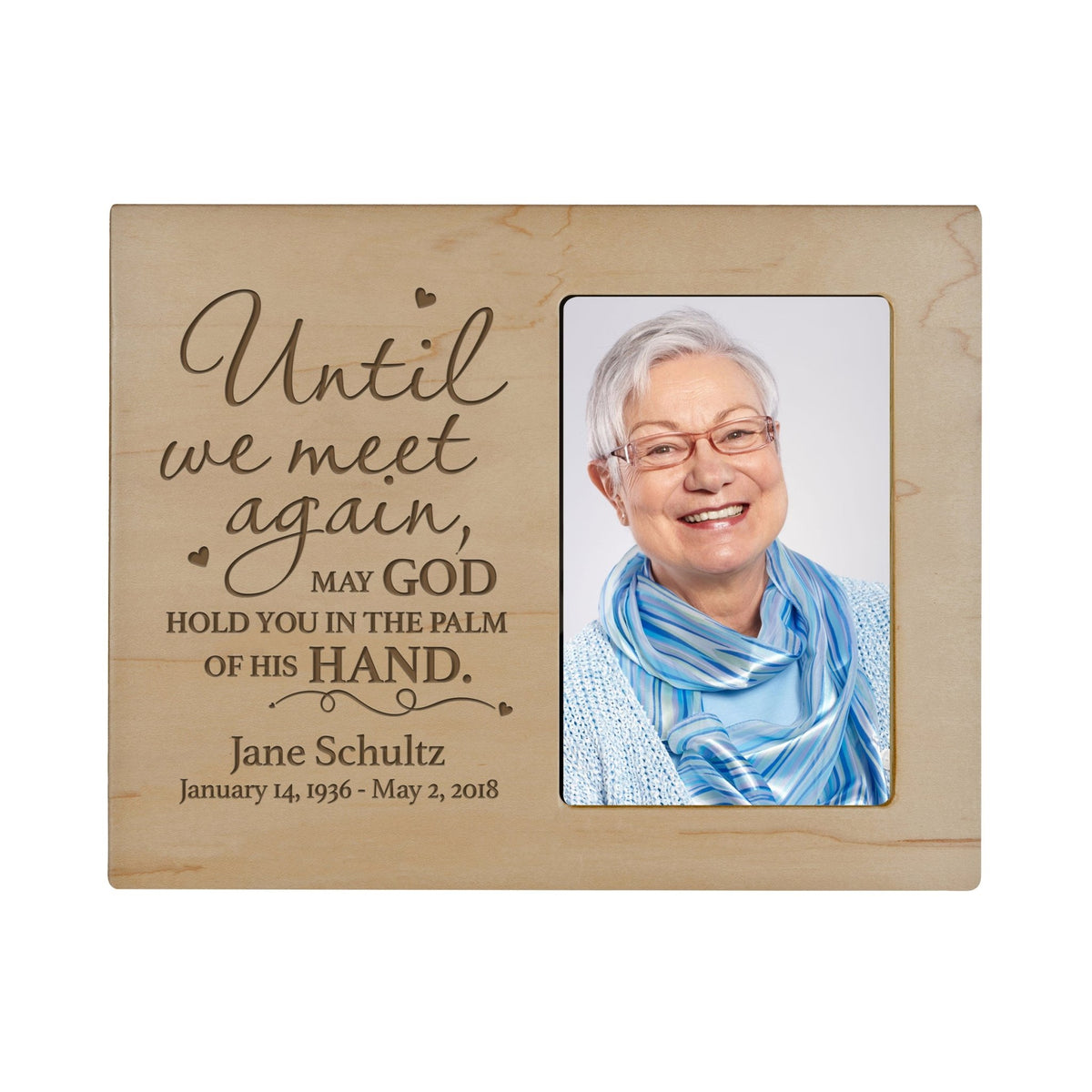 Personalized Wooden Memorial 8x10 Picture Frame holds 4x6 photo Until We Meet Again - LifeSong Milestones