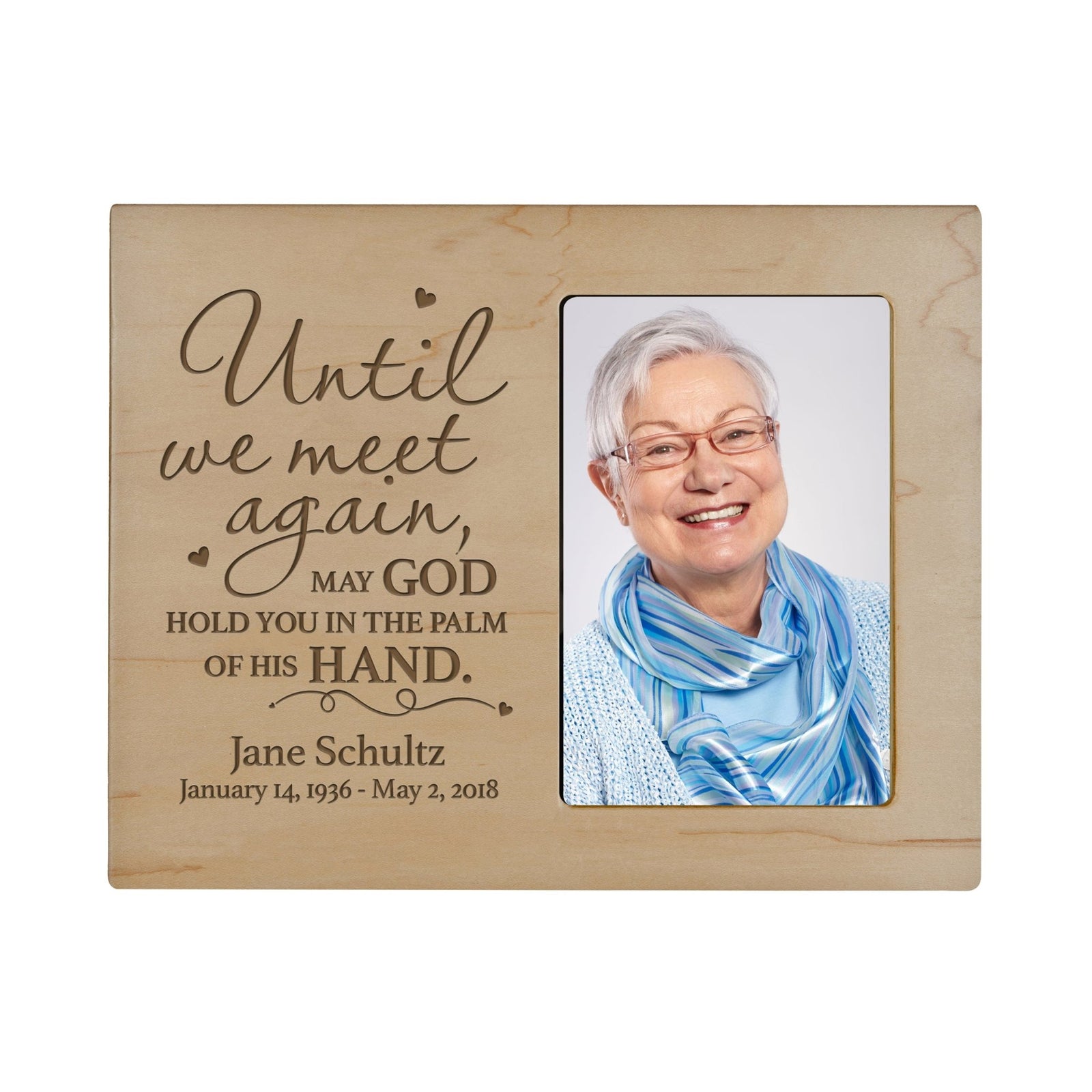 Personalized Wooden Memorial 8x10 Picture Frame holds 4x6 photo Until We Meet Again - LifeSong Milestones